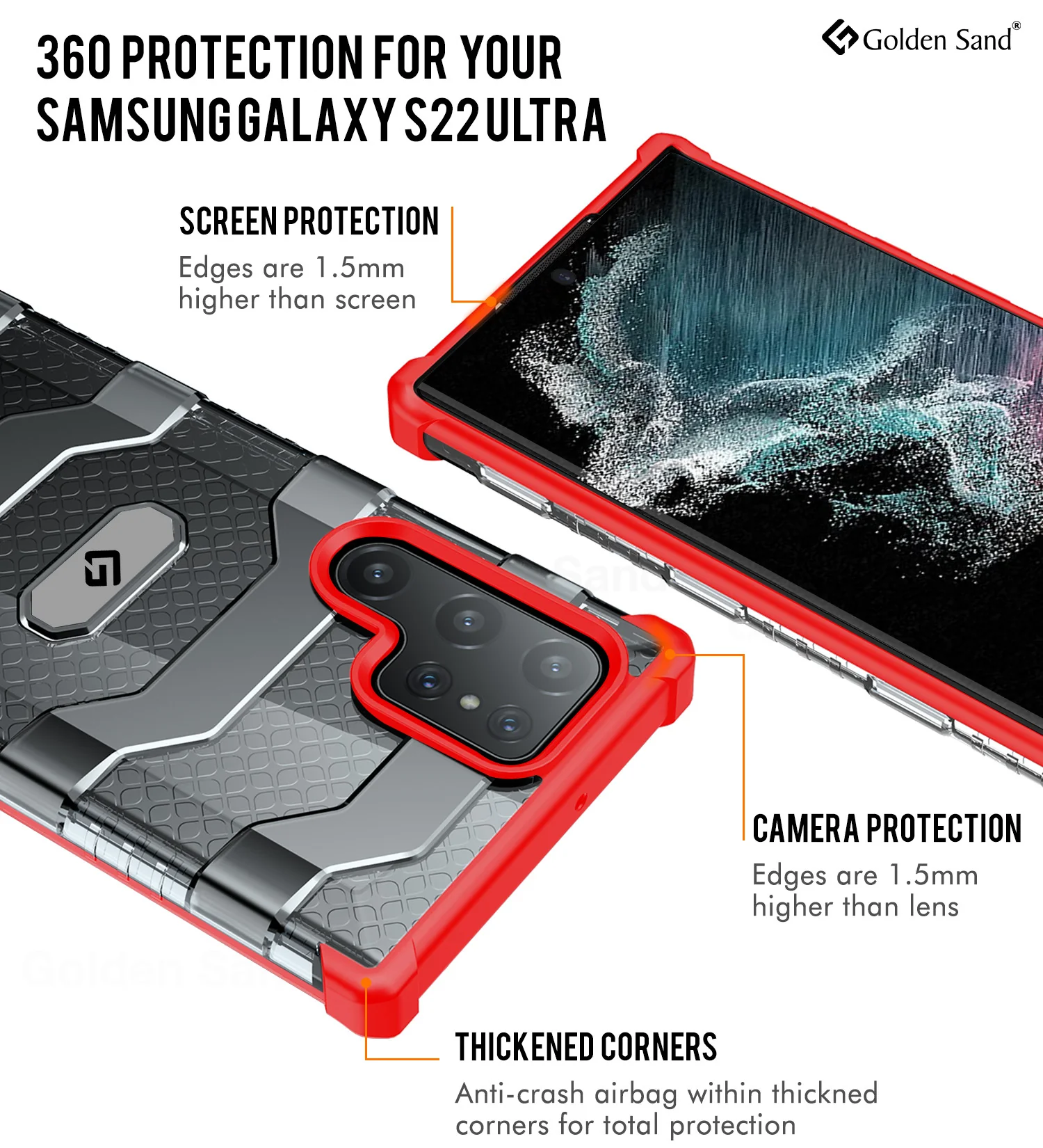 Samsung Galaxy S22 Ultra 5G (6.8 inch) Back Cover | Explorer Series, Tangy Red - Image 2