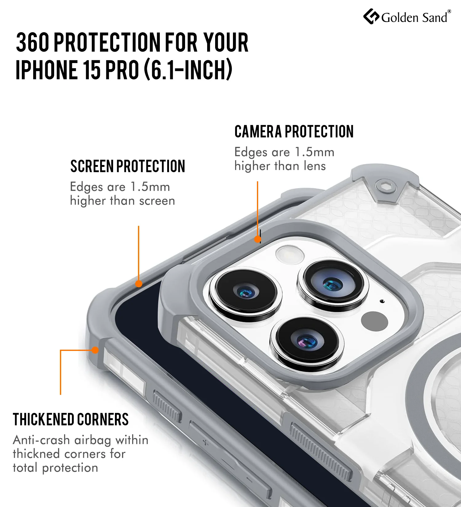 Apple iPhone 15 Pro (6.1 inch) Back Cover | Explorer Series, [Magsafe Compatible], Grey - Image 2