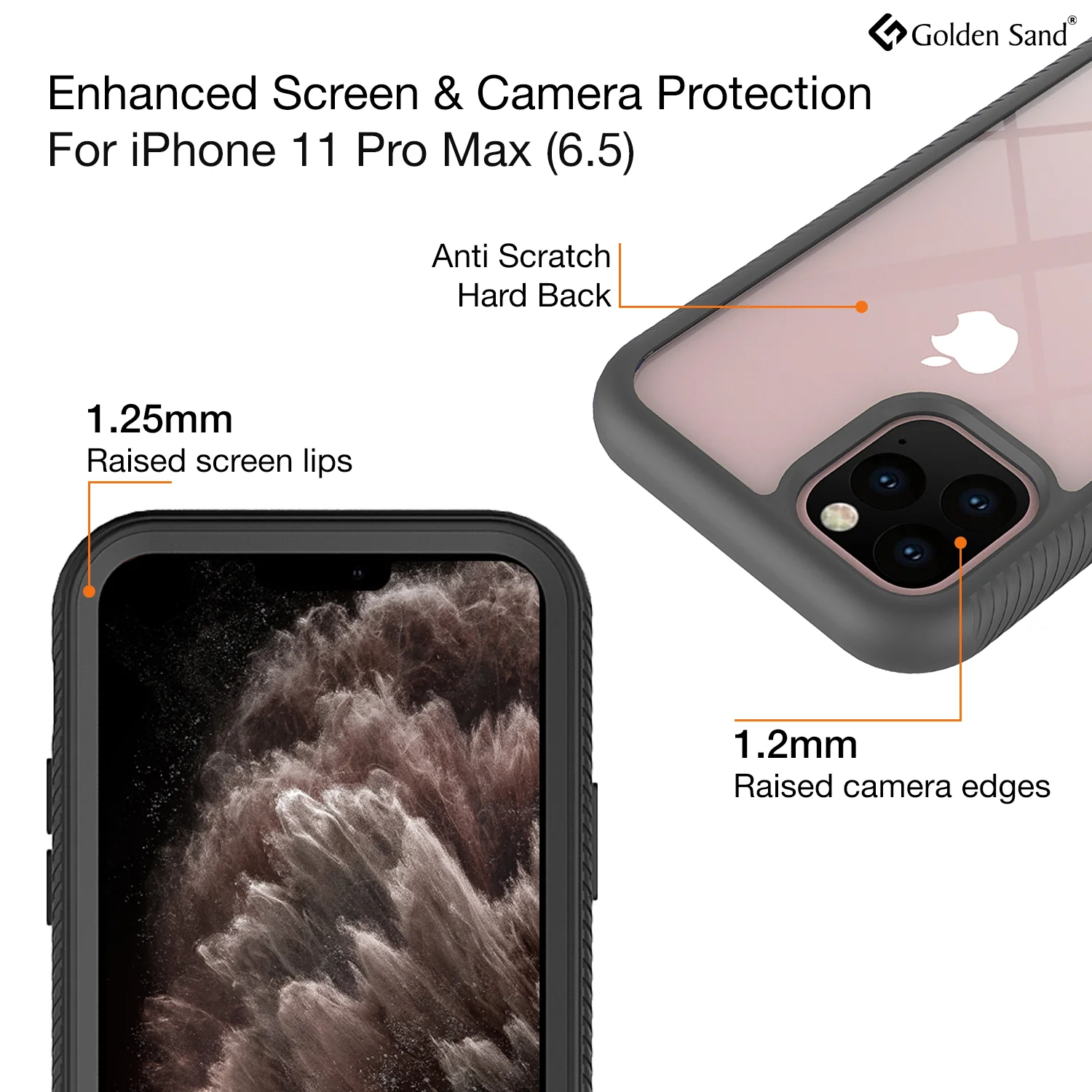 Full Body Pro Series Dual Layer Transparent Hybrid Back Cover for Apple iPhone 11 Pro Max 6.5 inch, Black - Image 5