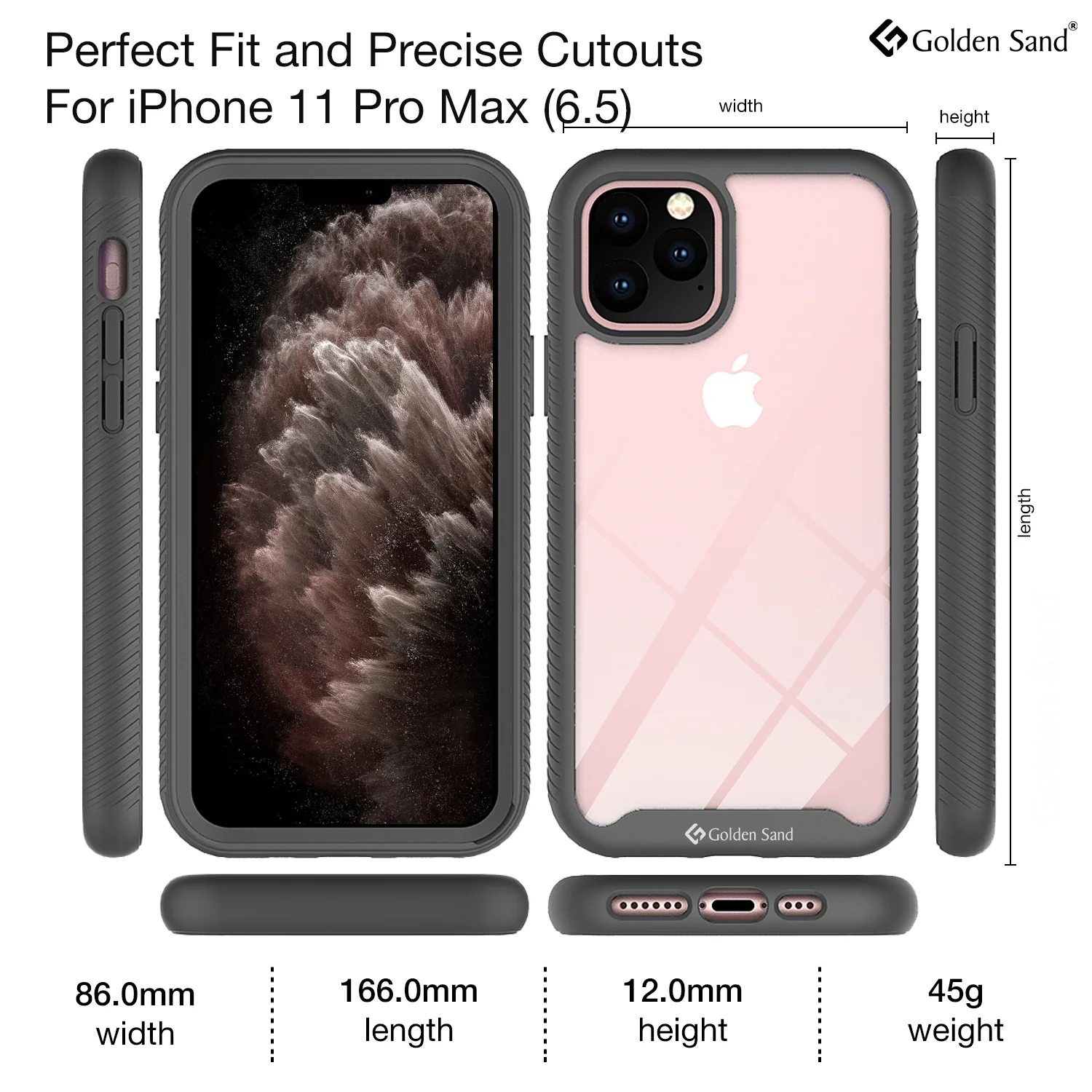Full Body Pro Series Dual Layer Transparent Hybrid Back Cover for Apple iPhone 11 Pro Max 6.5 inch, Black - Image 6