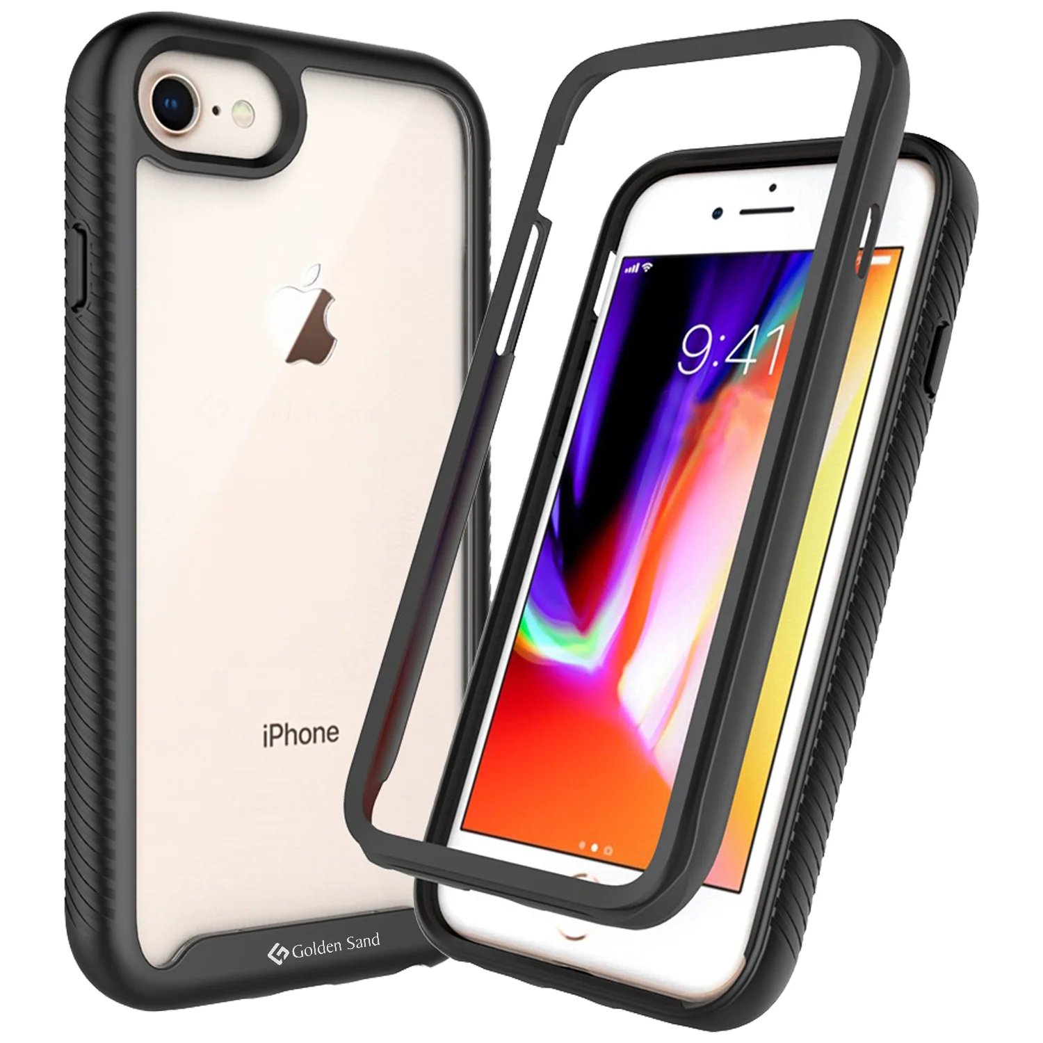 Full Body Pro Series Dual Layer Transparent Hybrid Back Cover for Apple iPhone SE 3, Apple iPhone 6, 6S, 7, 8, SE 2020 4.7 inch, Black