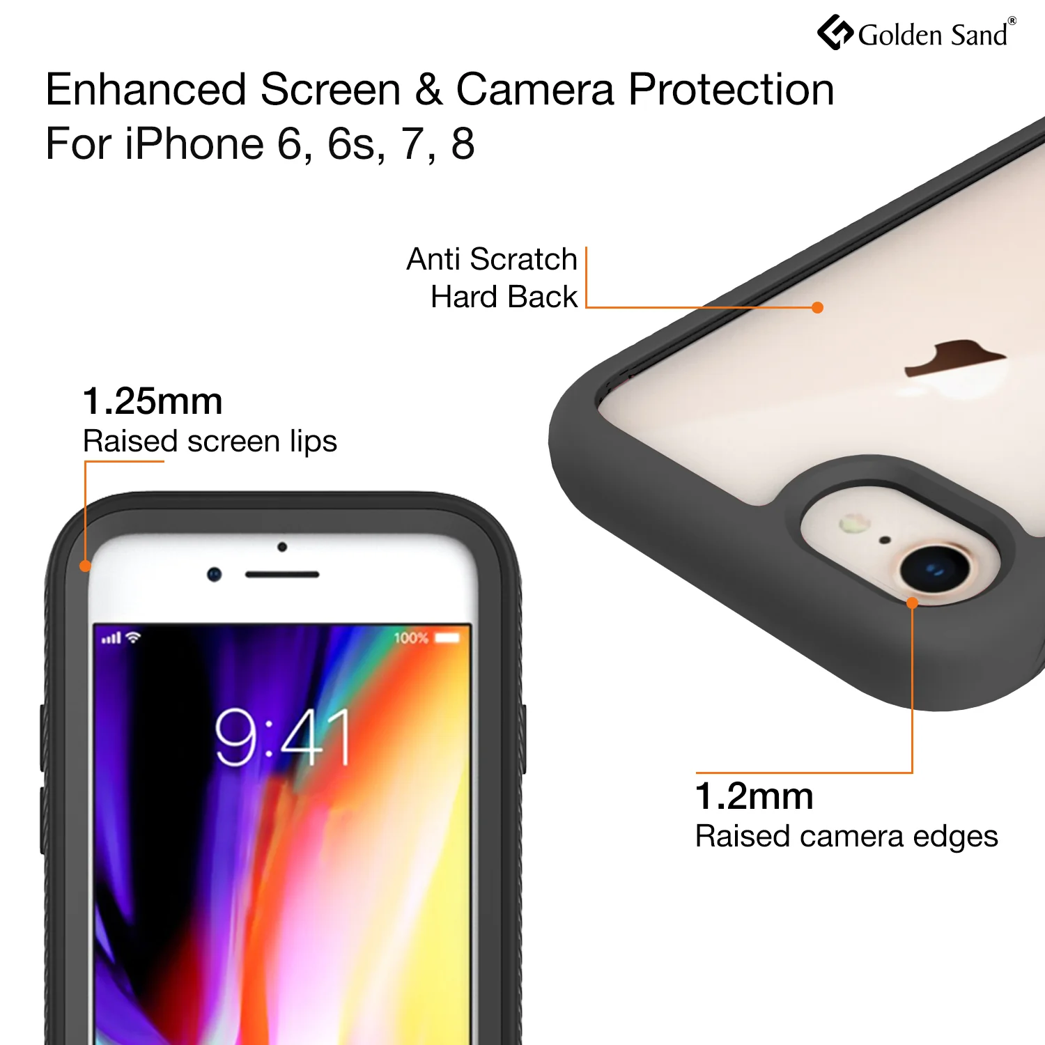 Full Body Pro Series Dual Layer Transparent Hybrid Back Cover for Apple iPhone SE 3, Apple iPhone 6, 6S, 7, 8, SE 2020 4.7 inch, Black - Image 5