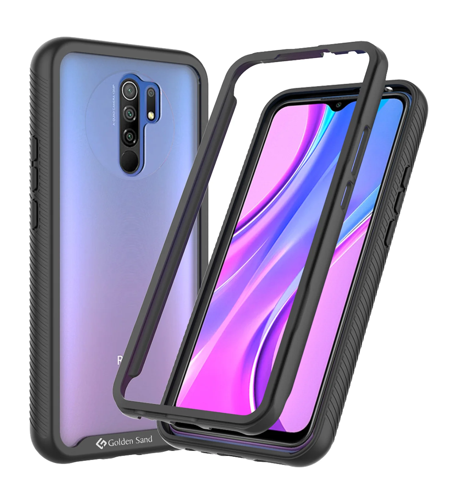 Full Body Pro Series Dual Layer Transparent Hybrid Back Cover for Poco M2 Reloaded, Xiaomi Redmi 9 Prime, Poco M2, Black