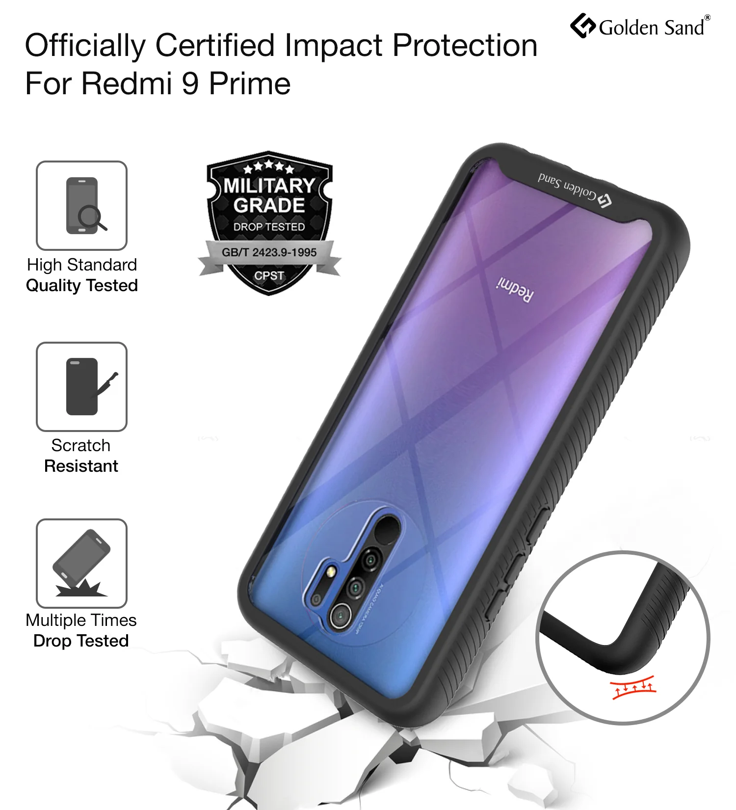 Full Body Pro Series Dual Layer Transparent Hybrid Back Cover for Poco M2 Reloaded, Xiaomi Redmi 9 Prime, Poco M2, Black - Image 3
