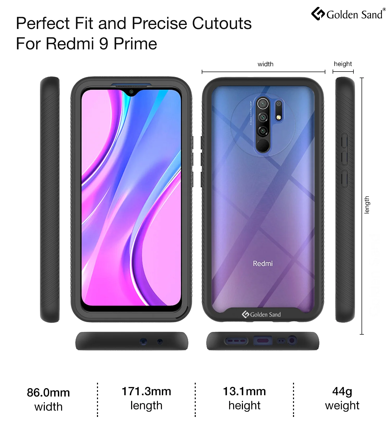 Full Body Pro Series Dual Layer Transparent Hybrid Back Cover for Poco M2 Reloaded, Xiaomi Redmi 9 Prime, Poco M2, Black - Image 6