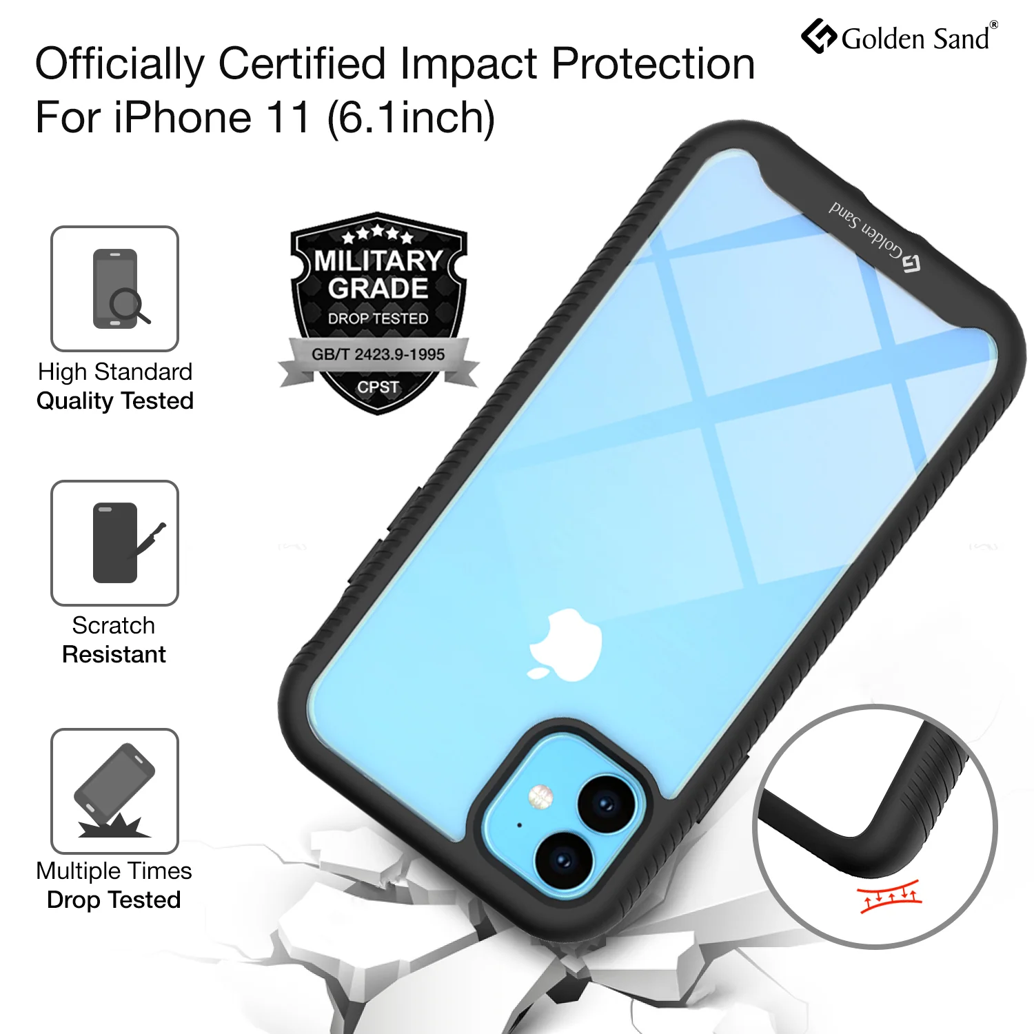 Full Body Pro Series Dual Layer Transparent Hybrid Back Cover for Apple iPhone 11 6.1 inch, Black - Image 3