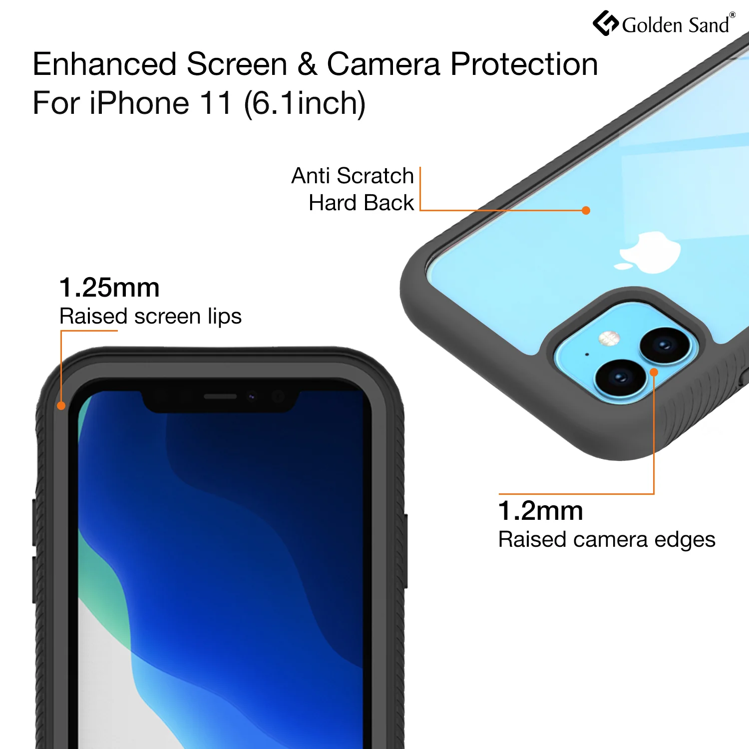 Full Body Pro Series Dual Layer Transparent Hybrid Back Cover for Apple iPhone 11 6.1 inch, Black - Image 5