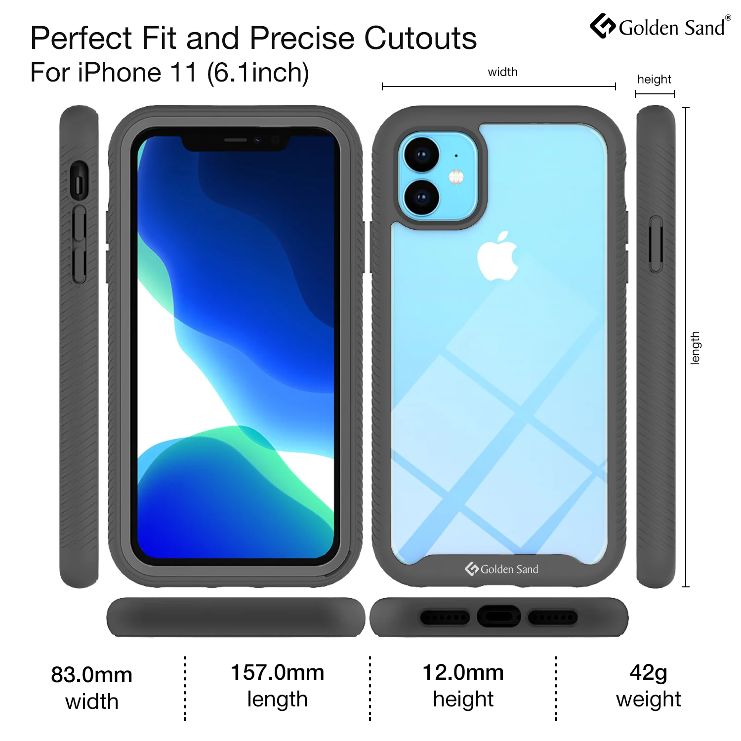 Full Body Pro Series Dual Layer Transparent Hybrid Back Cover for Apple iPhone 11 6.1 inch, Black - Image 6