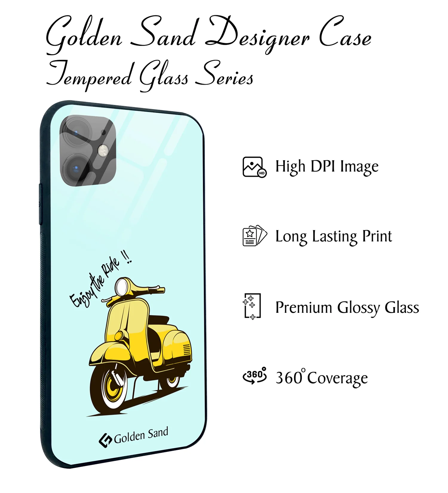 Golden Sand Slim Designer Glass Series For Apple iPhone 11 [Bike 2] - Image 2