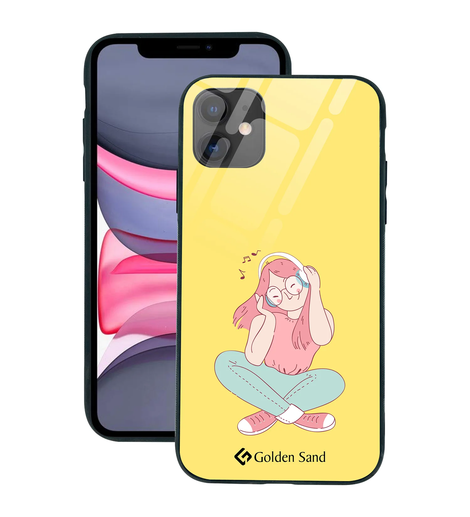 Golden Sand Slim Designer Glass Series For Apple iPhone 11 [Girl 2]