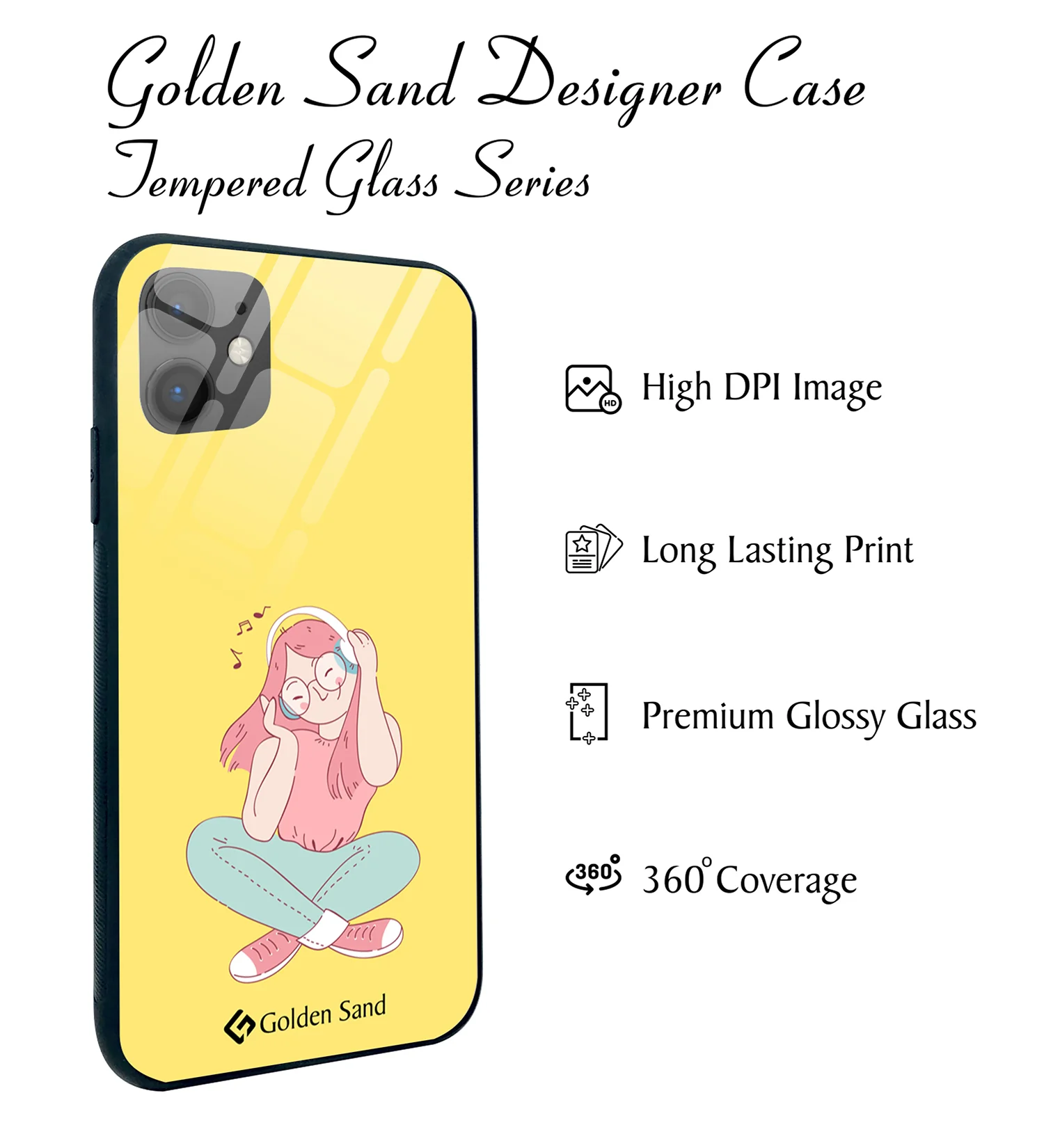 Golden Sand Slim Designer Glass Series For Apple iPhone 11 [Girl 2] - Image 2