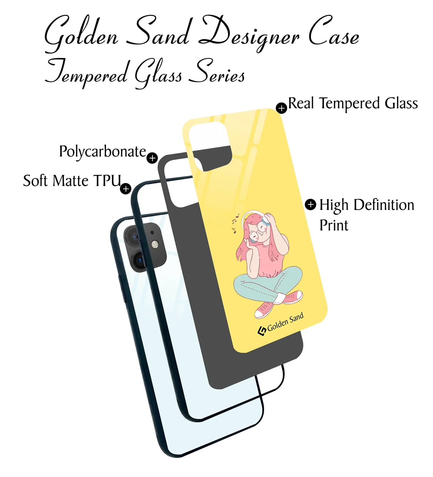 Golden Sand Slim Designer Glass Series For Apple iPhone 11 [Girl 2] - Image 3