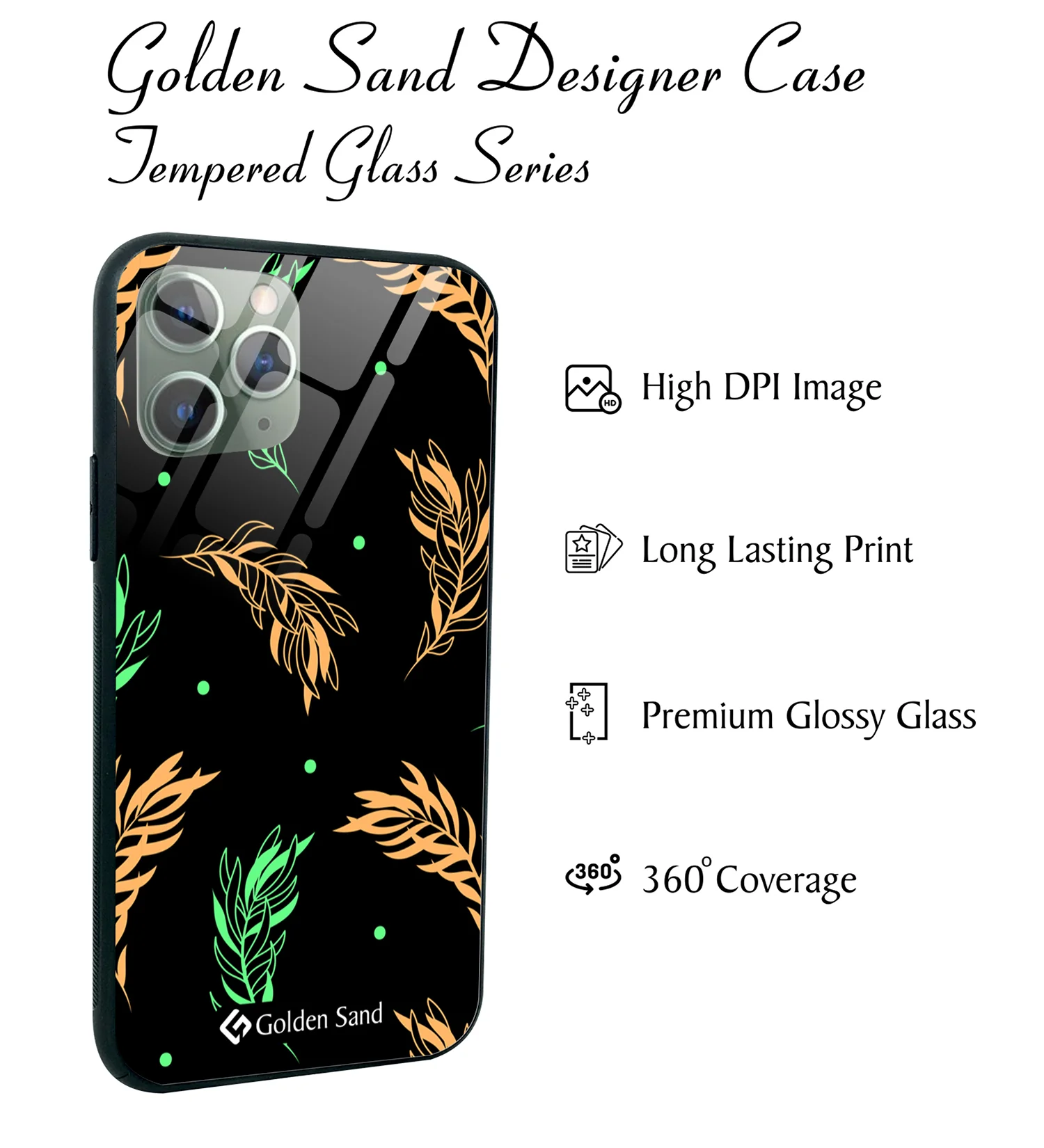 Golden Sand Slim Designer Glass Series For Apple iPhone 11 Pro [Leaves 2] - Image 2