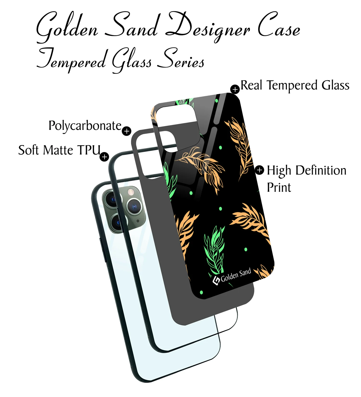 Golden Sand Slim Designer Glass Series For Apple iPhone 11 Pro [Leaves 2] - Image 3