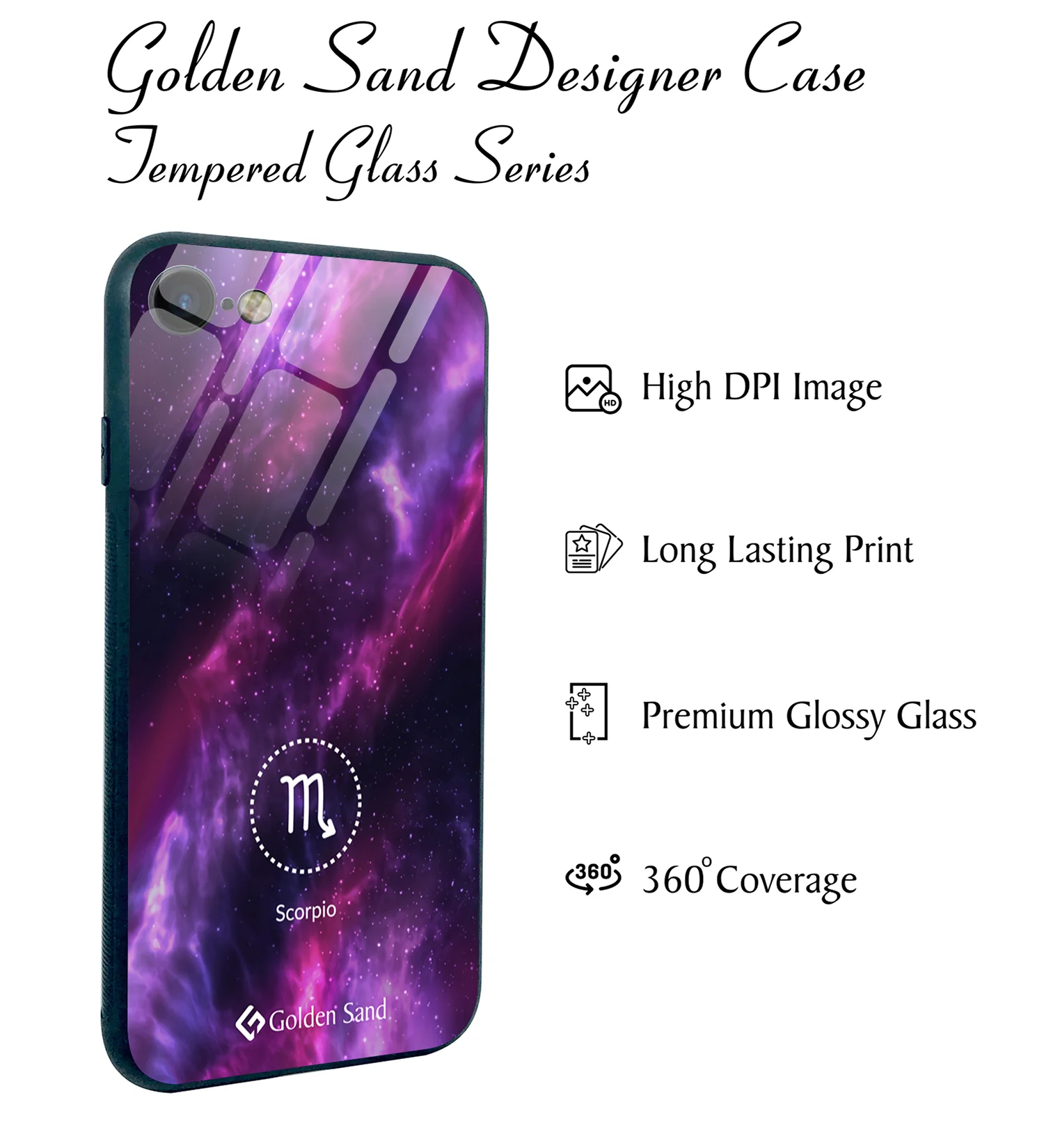 Golden Sand Slim Designer Glass Series For Apple iPhone SE 2020, iPhone 7, iPhone 8 [Zodiac 8] - Image 2