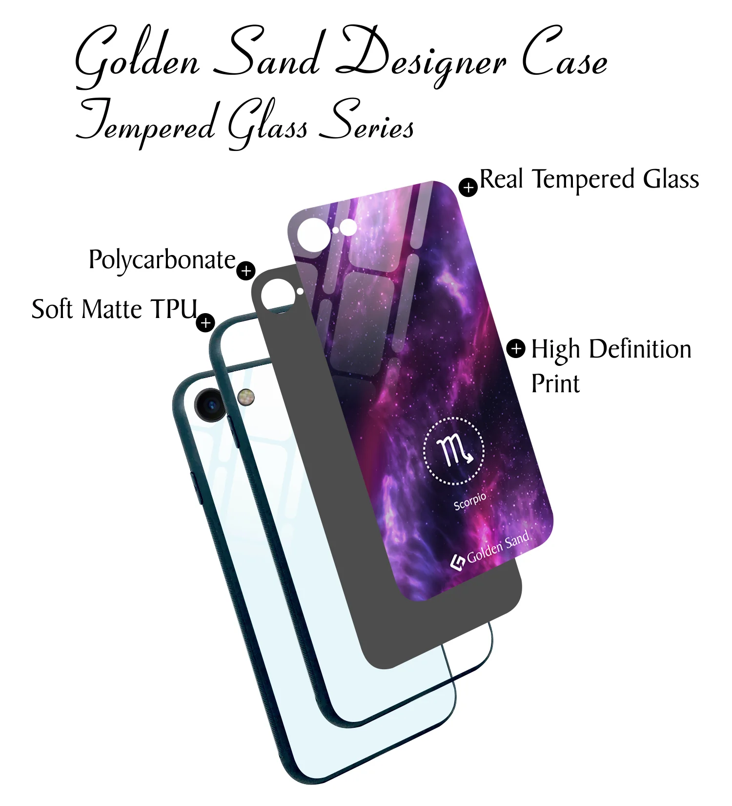 Golden Sand Slim Designer Glass Series For Apple iPhone SE 2020, iPhone 7, iPhone 8 [Zodiac 8] - Image 3