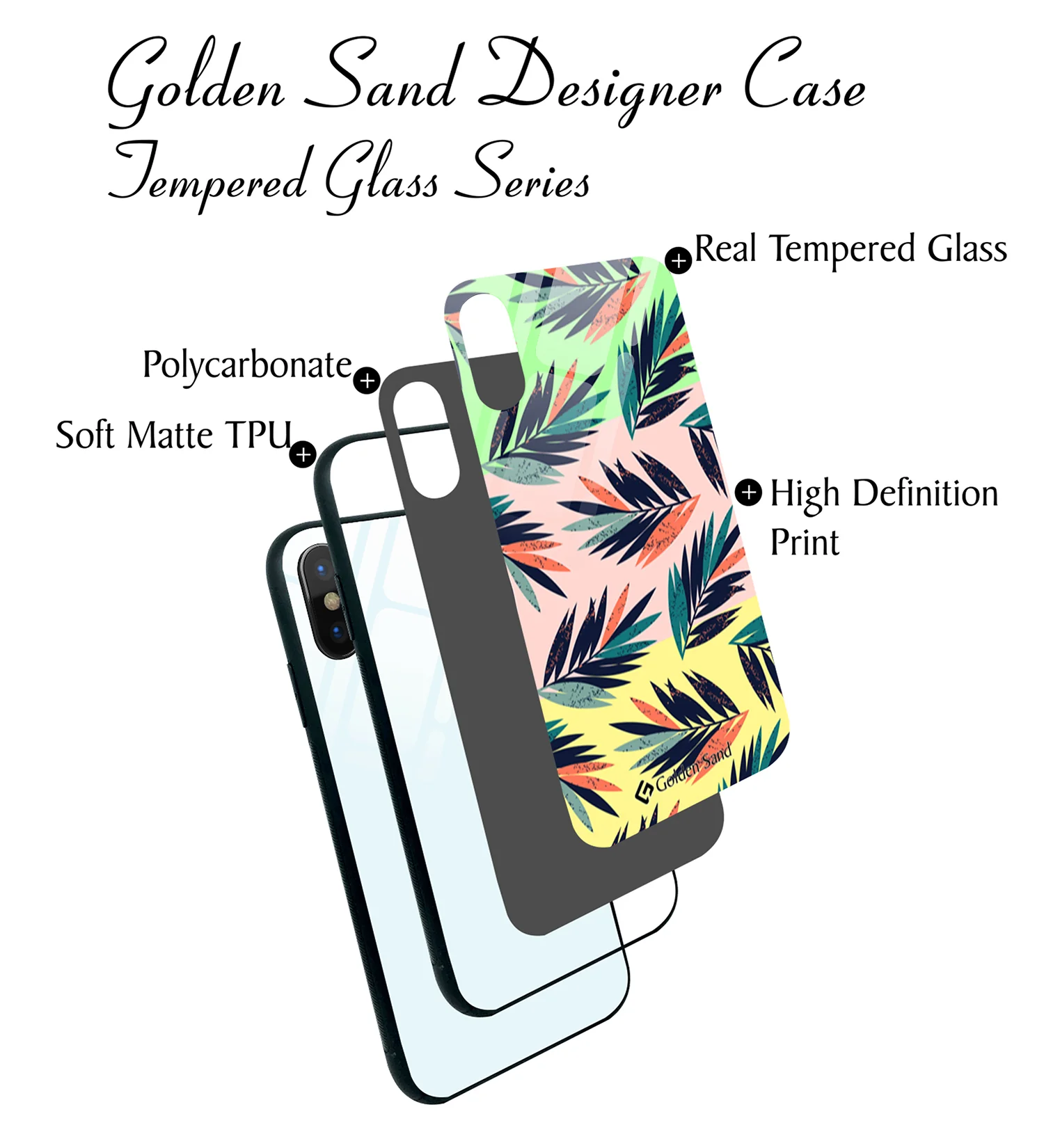 Golden Sand Slim Designer Glass Series For Apple iPhone X, Apple iPhone XS [Leaves 6] - Image 3