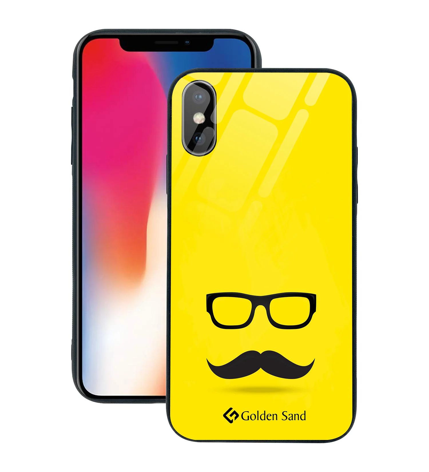 Golden Sand Slim Designer Glass Series For Apple iPhone X, Apple iPhone XS [Moustach]