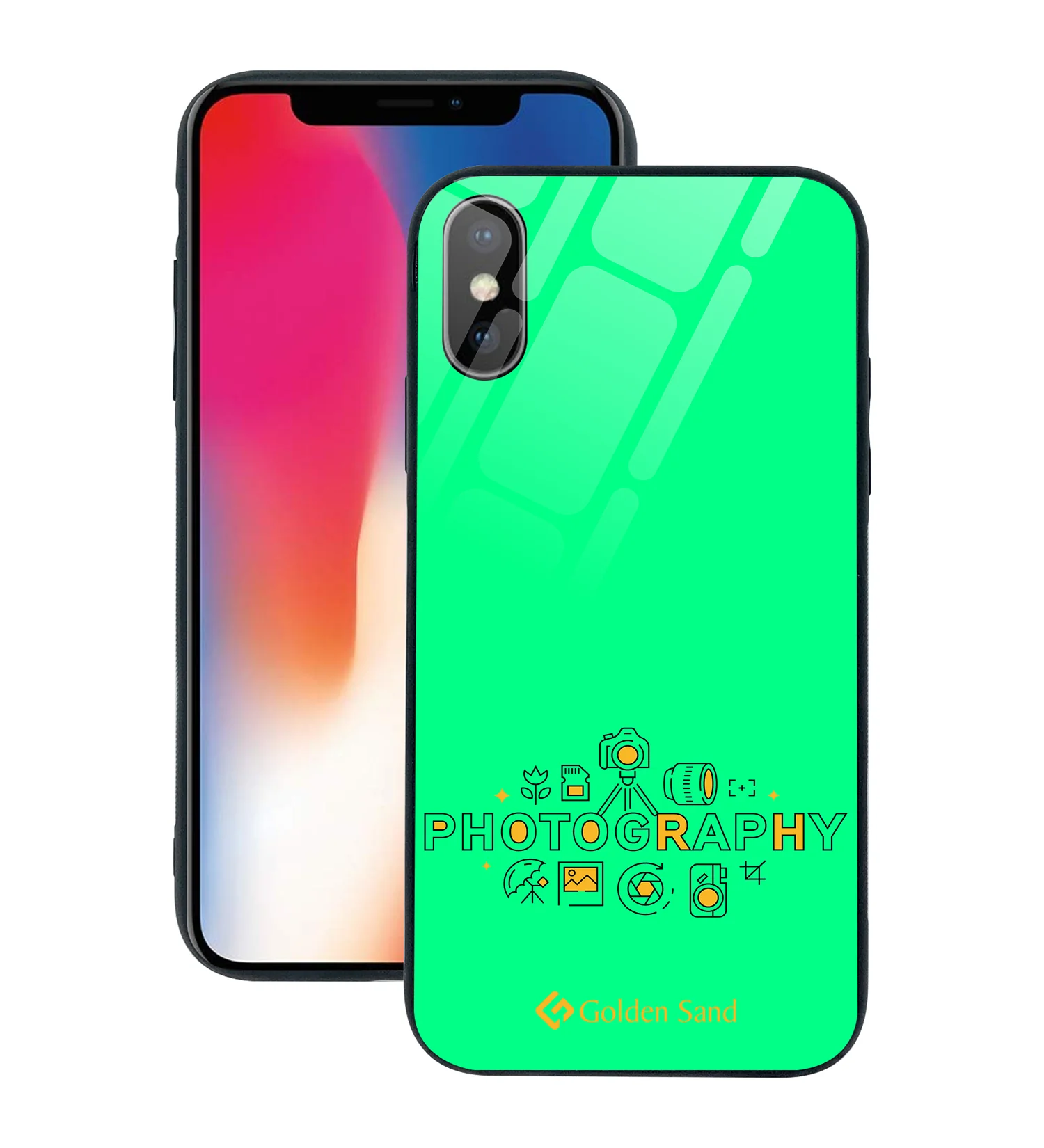 Golden Sand Slim Designer Glass Series For Apple iPhone X, Apple iPhone XS [Photography 1]