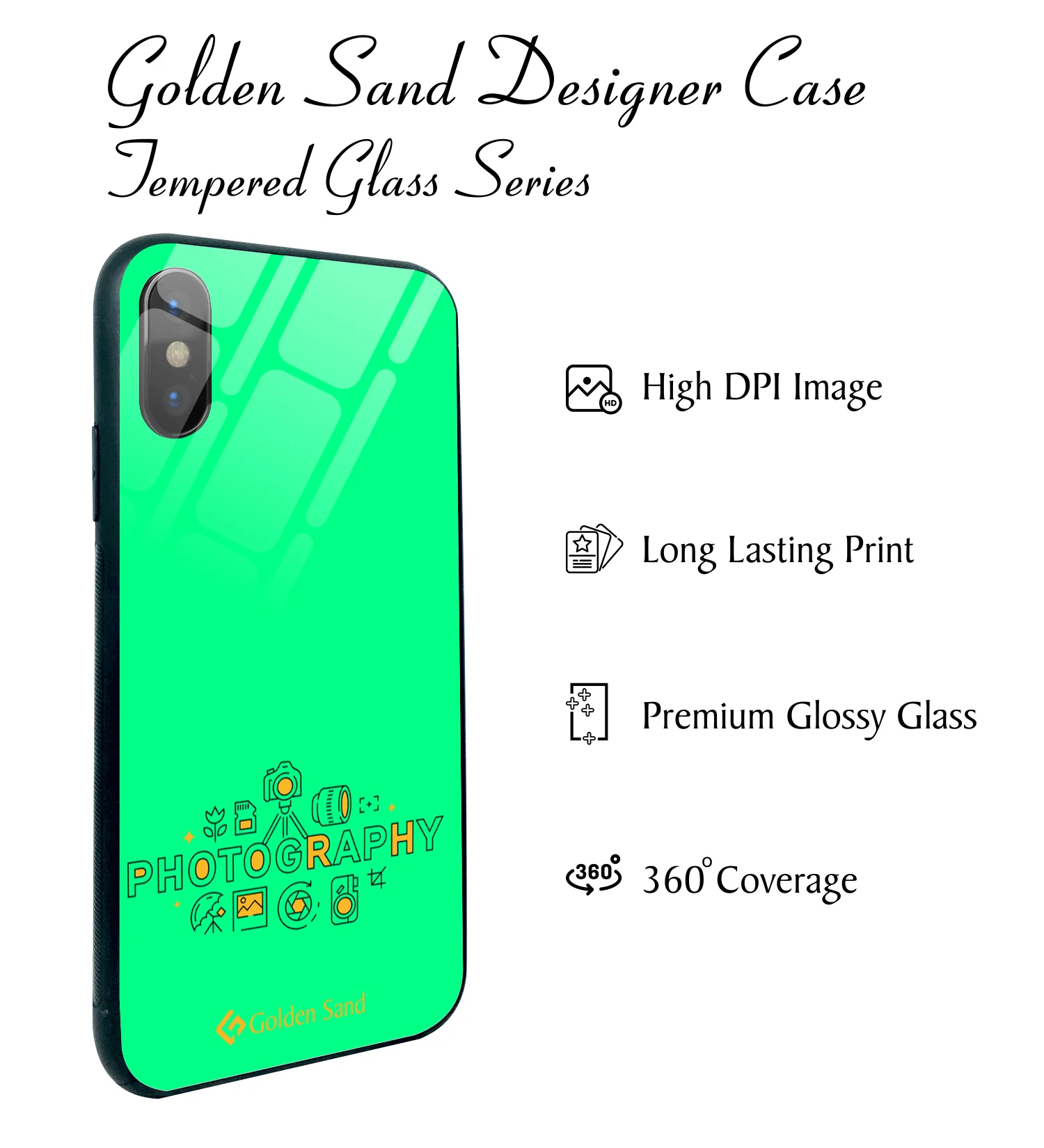 Golden Sand Slim Designer Glass Series For Apple iPhone X, Apple iPhone XS [Photography 1] - Image 2