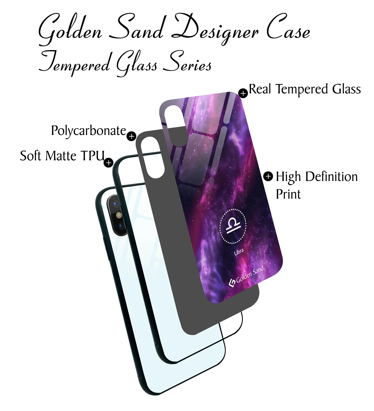 Golden Sand Slim Designer Glass Series For Apple iPhone X, Apple iPhone XS [Zodiac 7] - Image 3