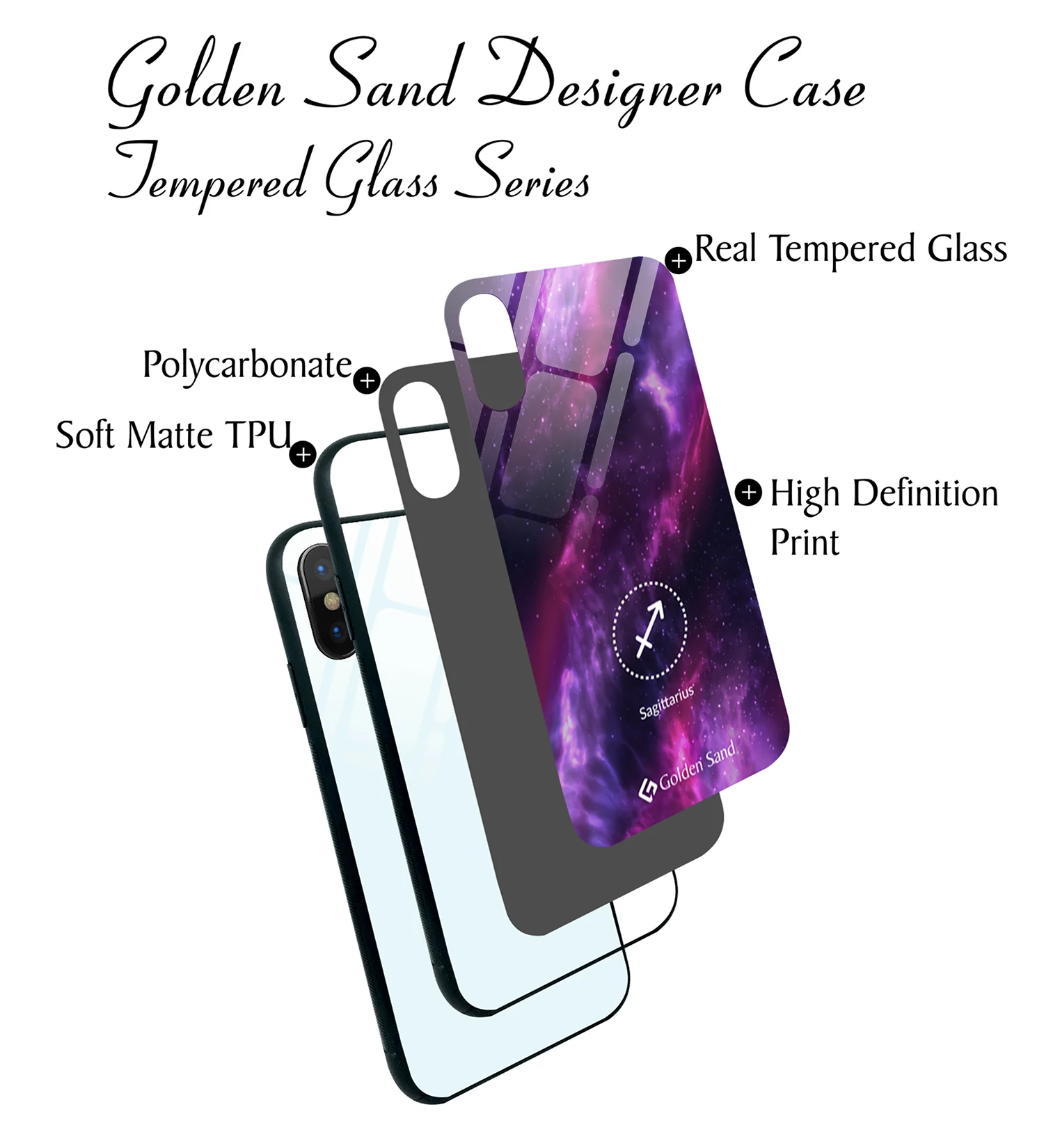 Golden Sand Slim Designer Glass Series For Apple iPhone X, Apple iPhone XS [Zodiac 9] - Image 3