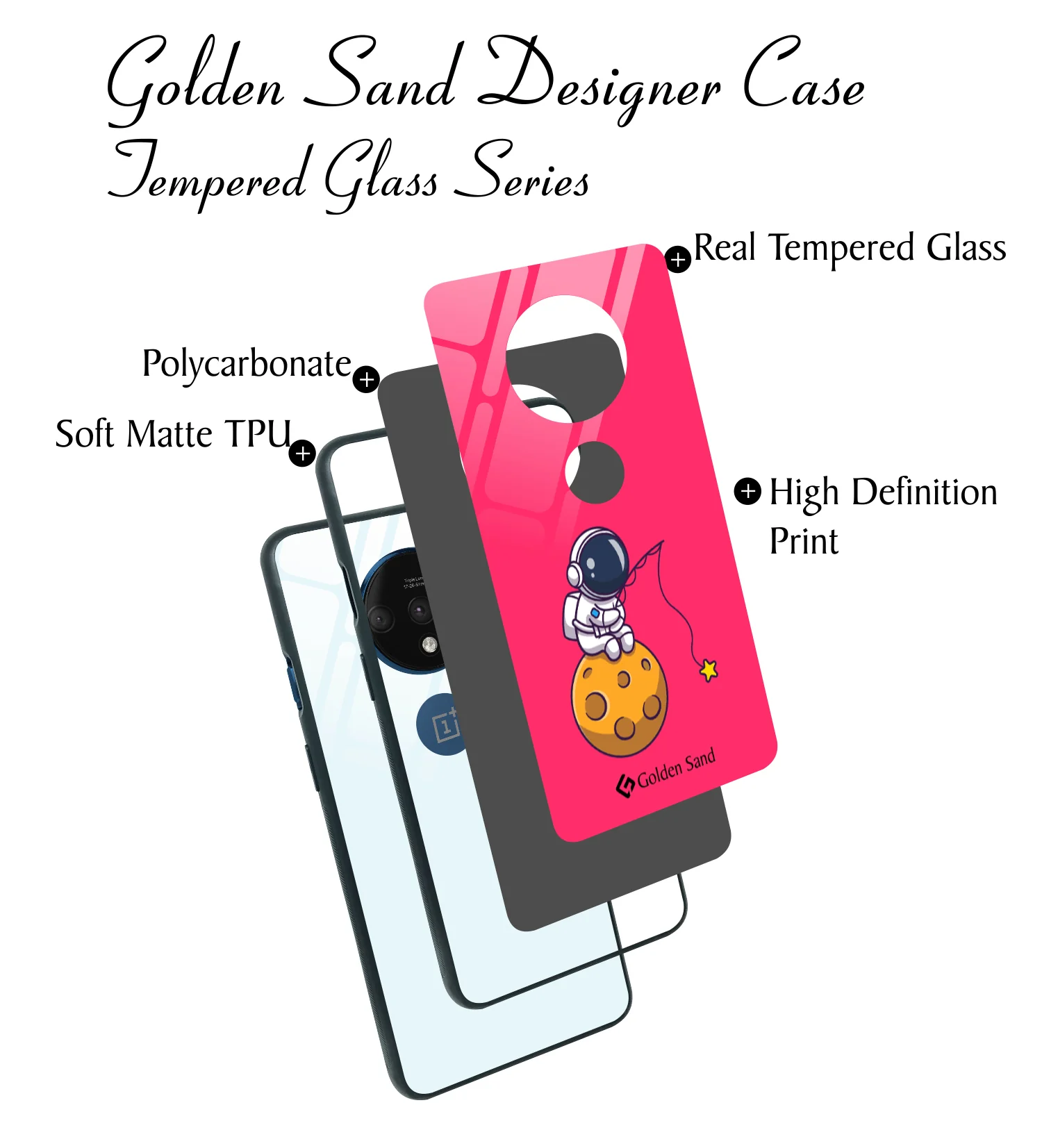 Golden Sand Slim Designer Glass Series For OnePlus 7T [Cartoon 2] - Image 3