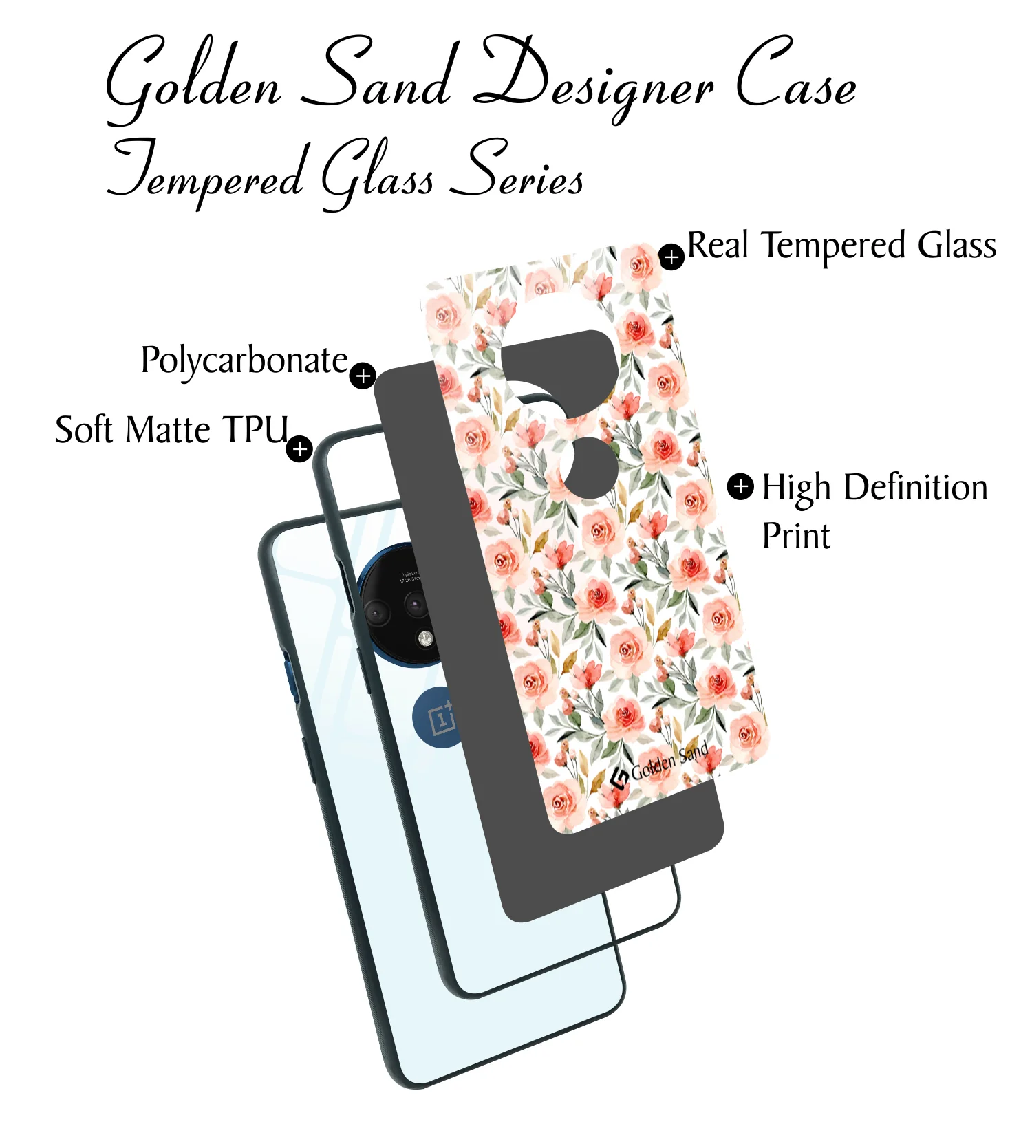 Golden Sand Slim Designer Glass Series For OnePlus 7T [Flower 1] - Image 3