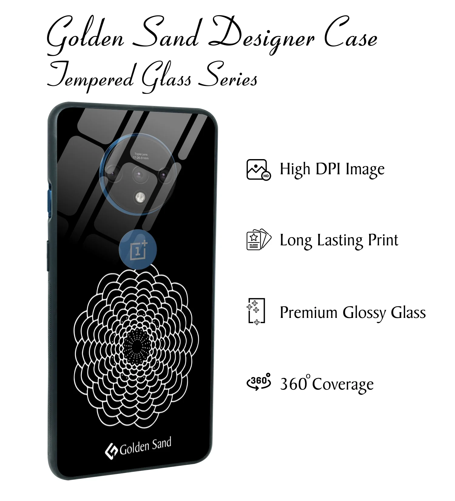 Golden Sand Slim Designer Glass Series For OnePlus 7T [Mandala 3] - Image 2
