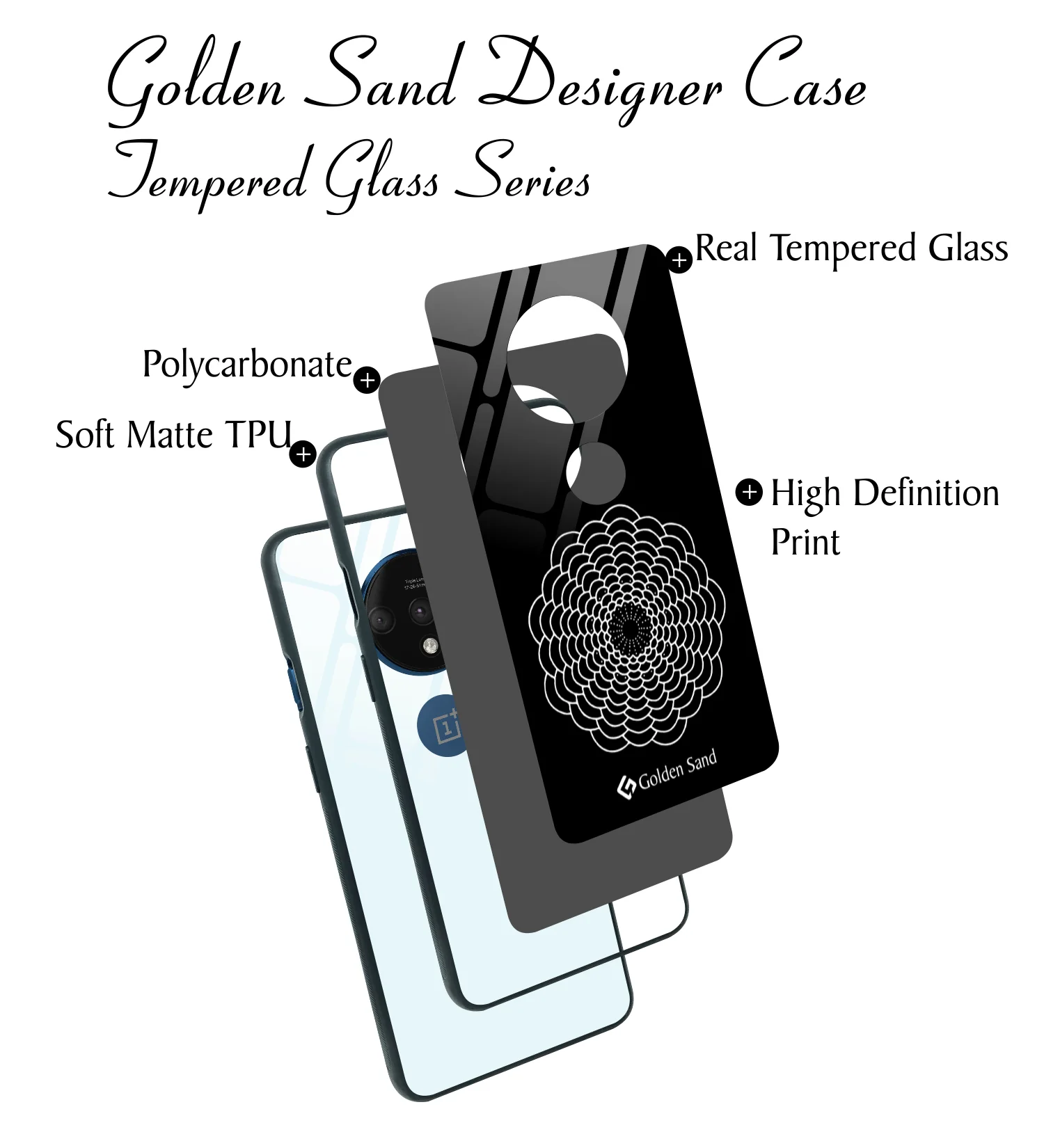 Golden Sand Slim Designer Glass Series For OnePlus 7T [Mandala 3] - Image 3