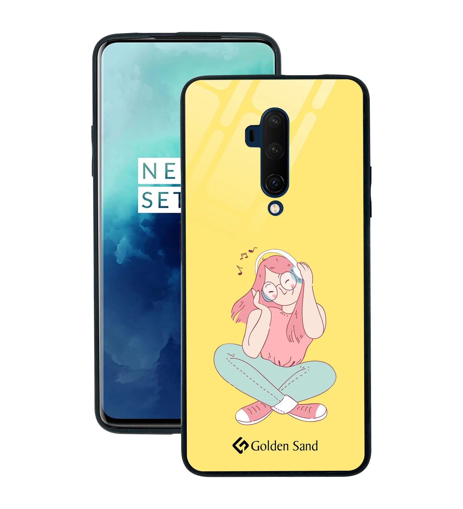 Golden Sand Slim Designer Glass Series For OnePlus 7T Pro [Girl 2]