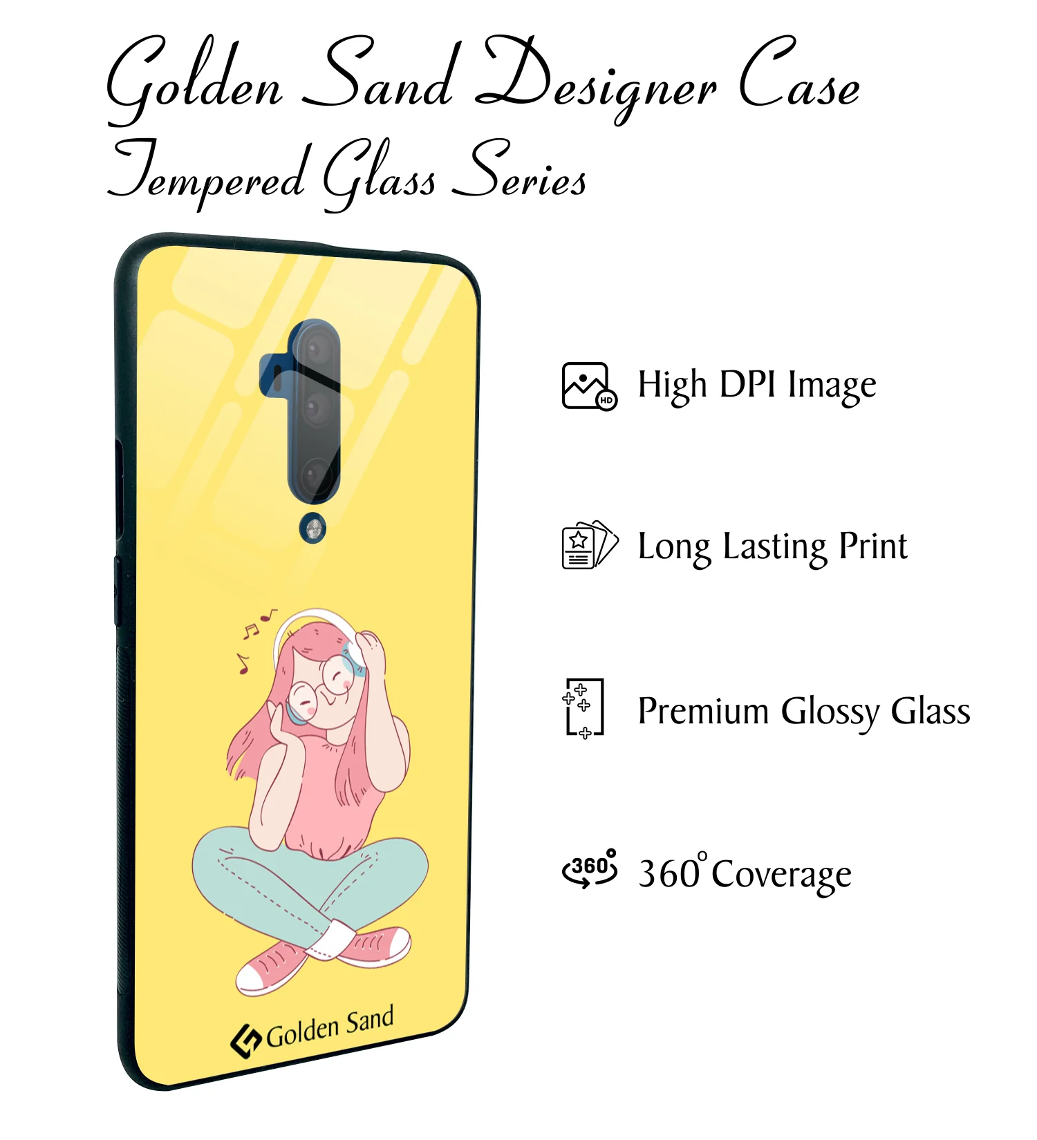 Golden Sand Slim Designer Glass Series For OnePlus 7T Pro [Girl 2] - Image 2