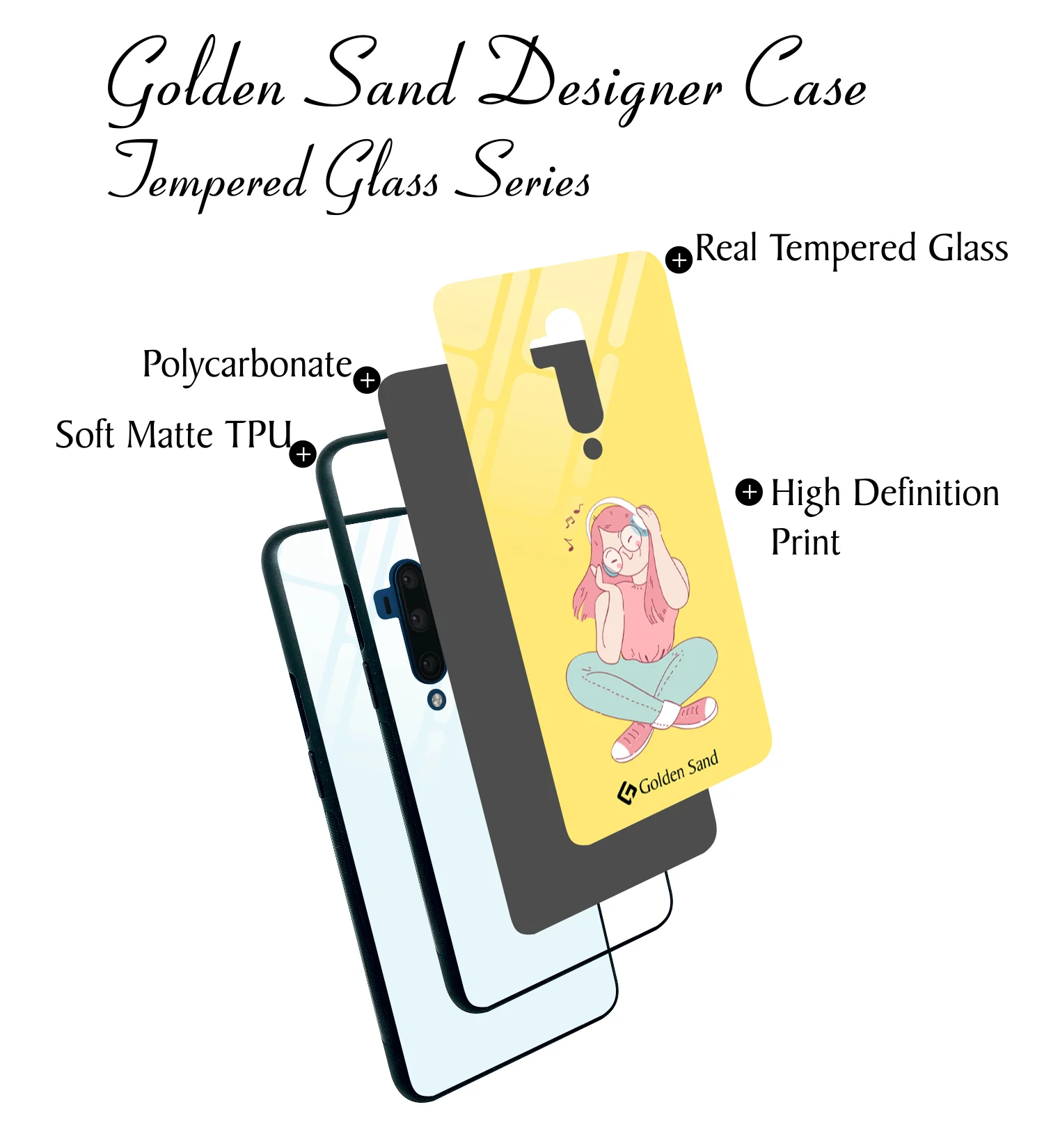 Golden Sand Slim Designer Glass Series For OnePlus 7T Pro [Girl 2] - Image 3