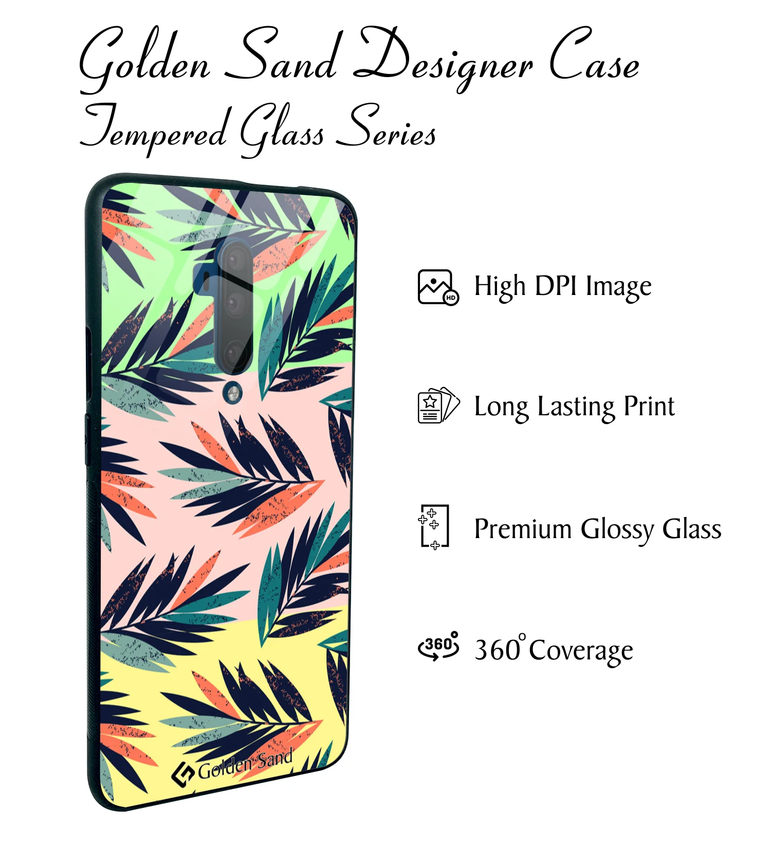 Golden Sand Slim Designer Glass Series For OnePlus 7T Pro [Leaves 6] - Image 2