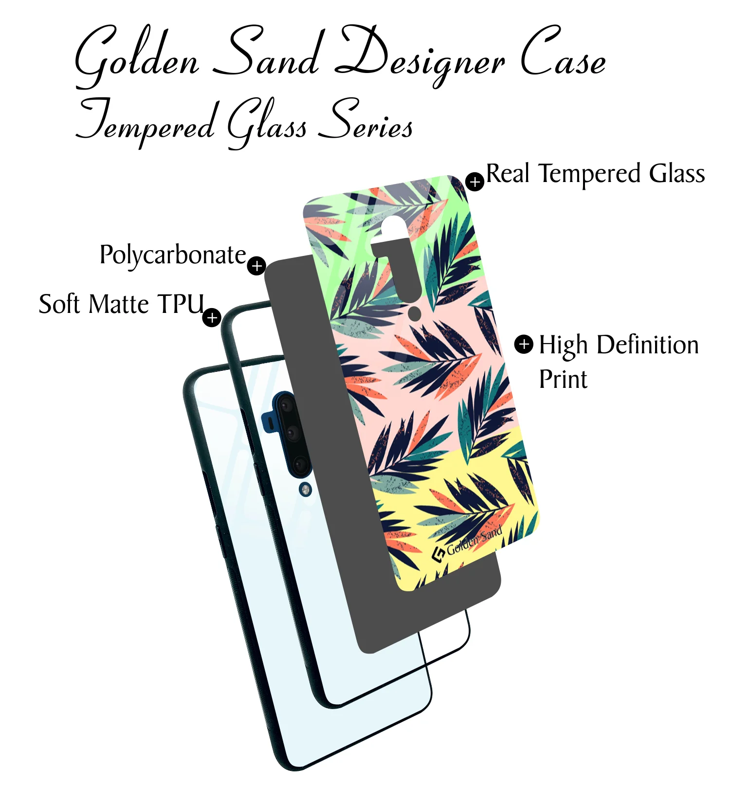 Golden Sand Slim Designer Glass Series For OnePlus 7T Pro [Leaves 6] - Image 3