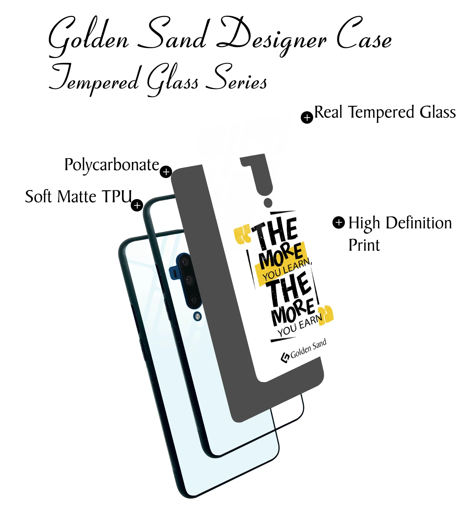 Golden Sand Slim Designer Glass Series For OnePlus 7T Pro [Quotes 26] - Image 3