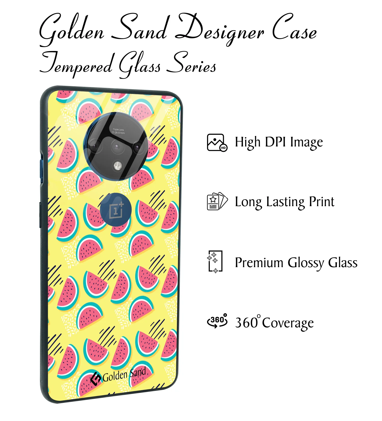 Golden Sand Slim Designer Glass Series For OnePlus 7T [Watermelon 2] - Image 2