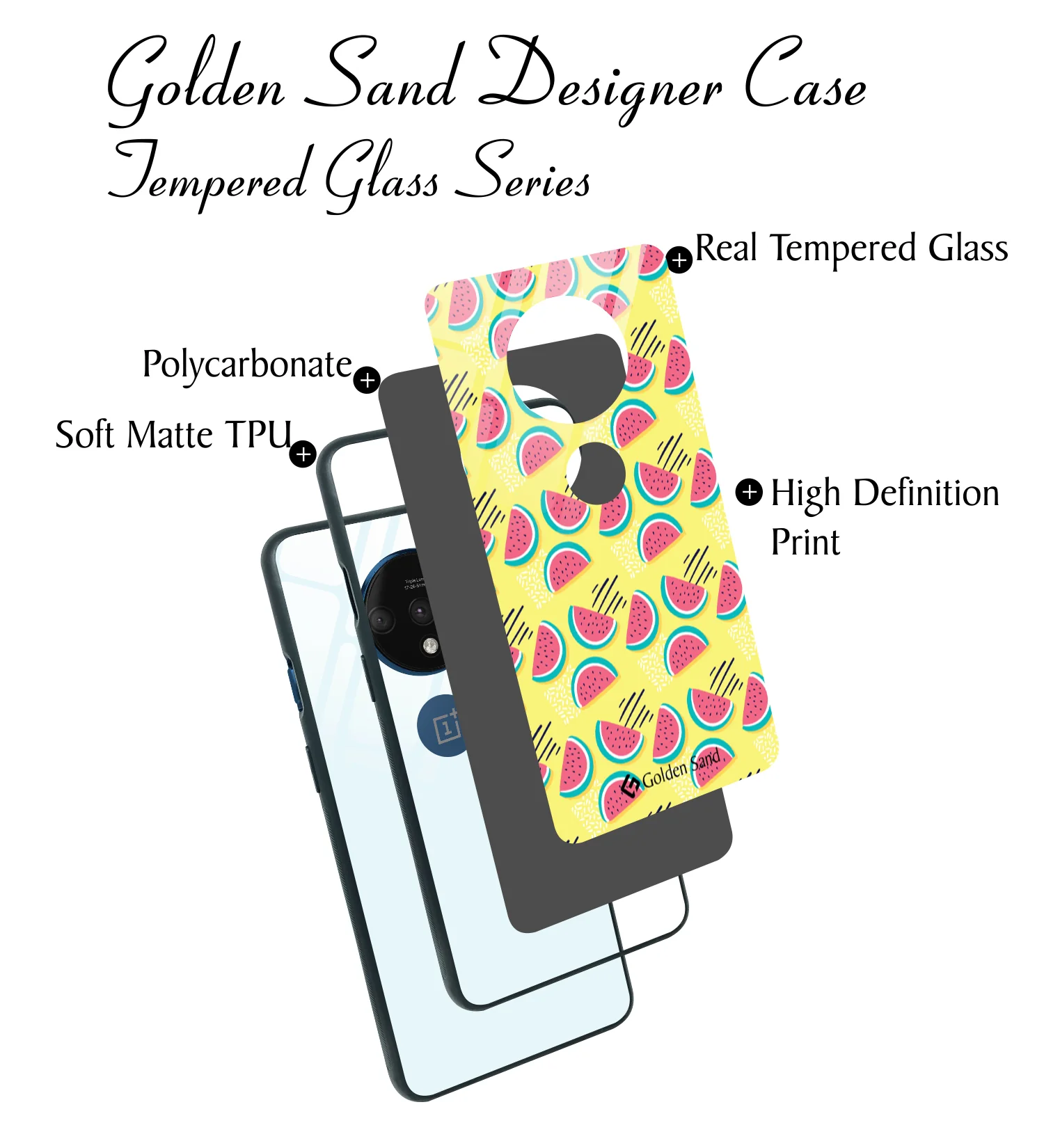 Golden Sand Slim Designer Glass Series For OnePlus 7T [Watermelon 2] - Image 3