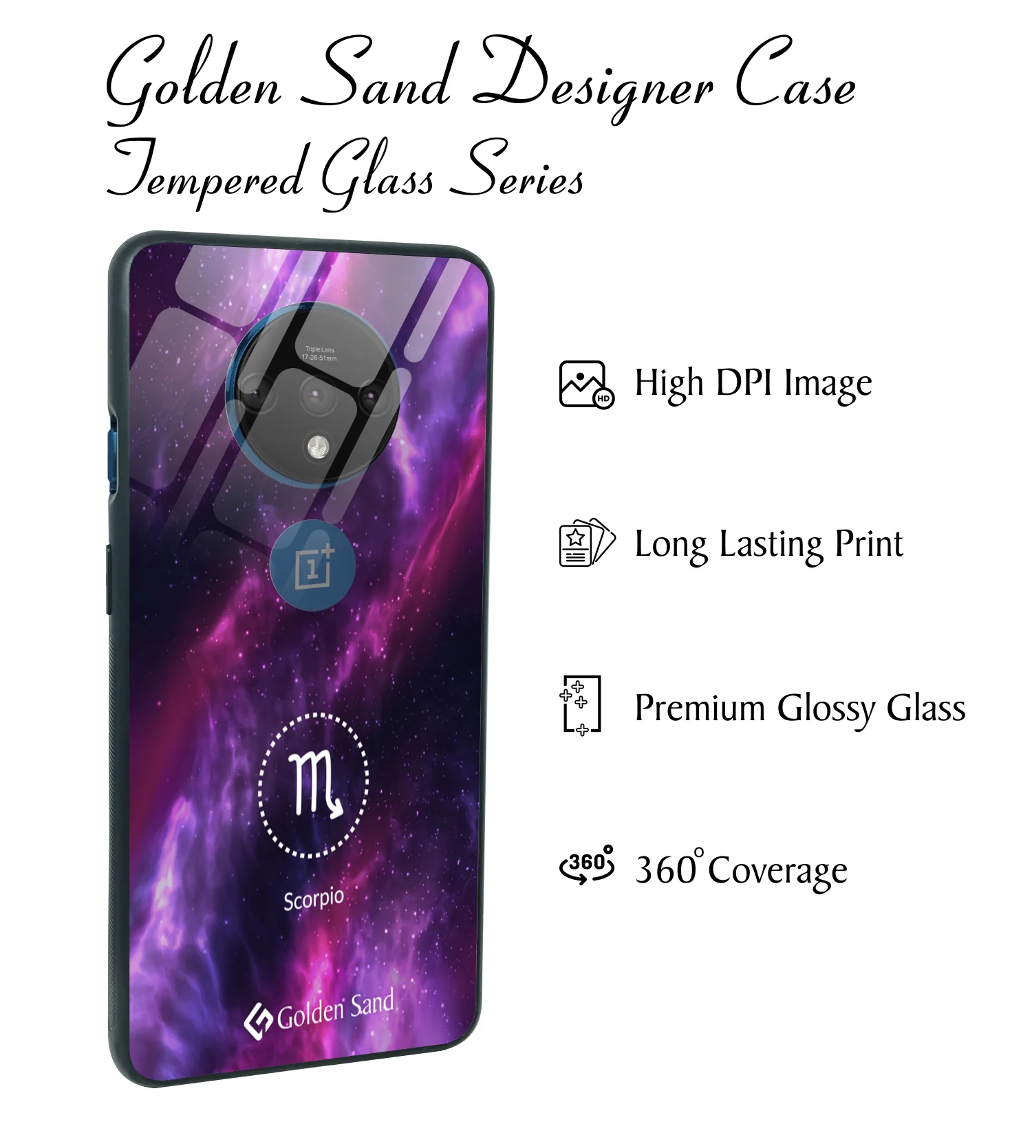 Golden Sand Slim Designer Glass Series For OnePlus 7T [Zodiac 8] - Image 2