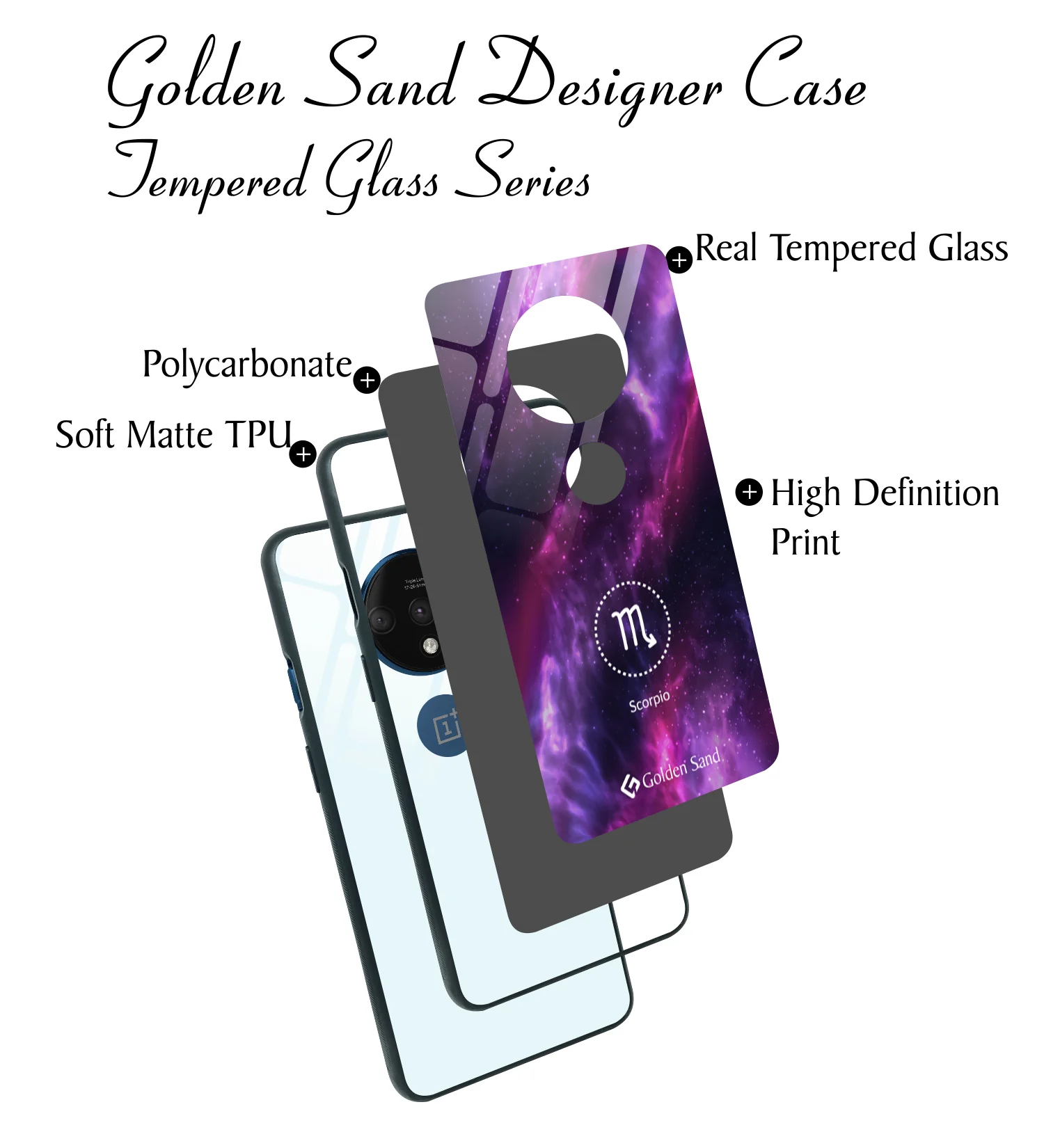Golden Sand Slim Designer Glass Series For OnePlus 7T [Zodiac 8] - Image 3