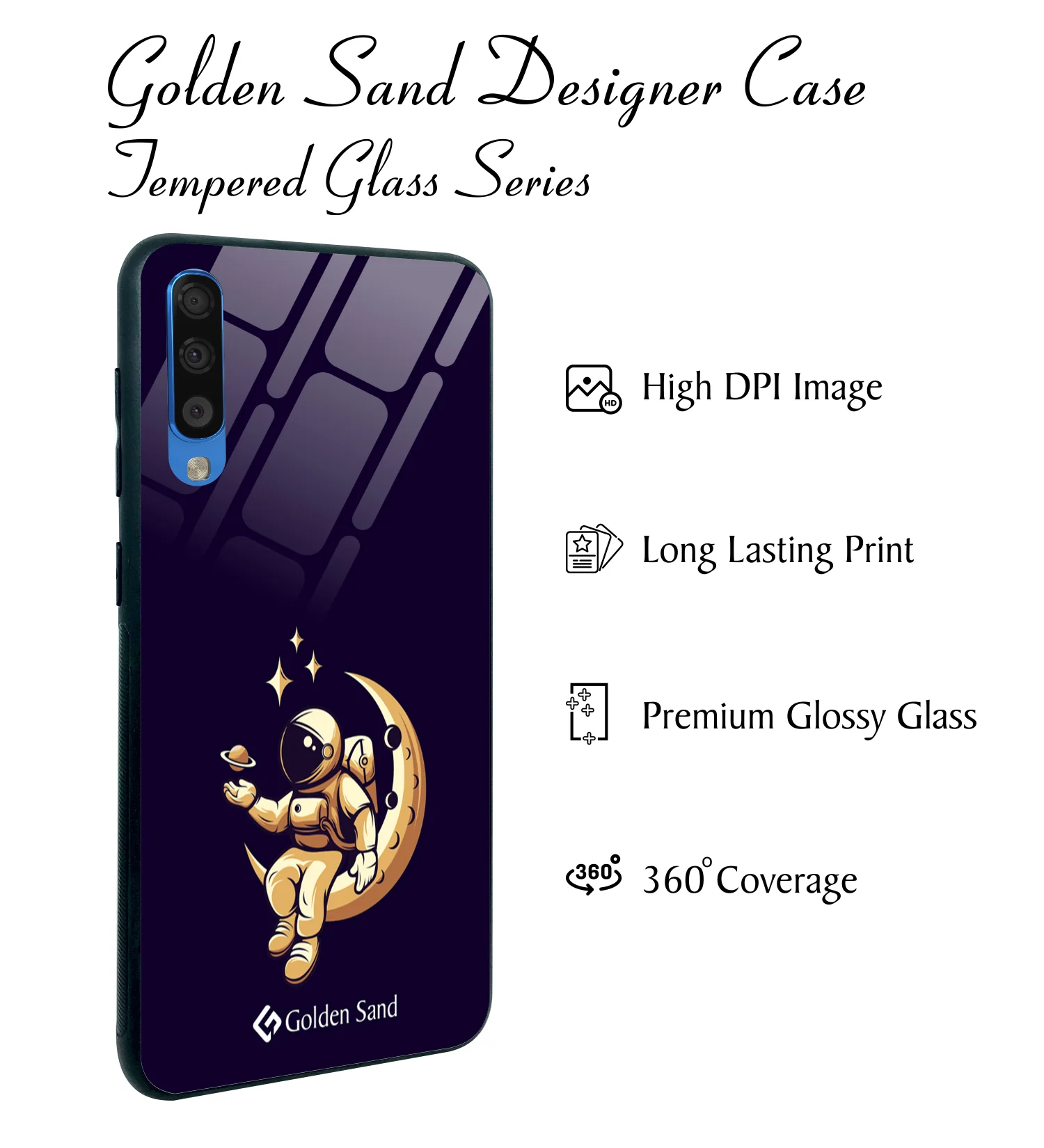 Golden Sand Slim Designer Glass Series For Samsung Galaxy A50s [Astronaut 3] - Image 2