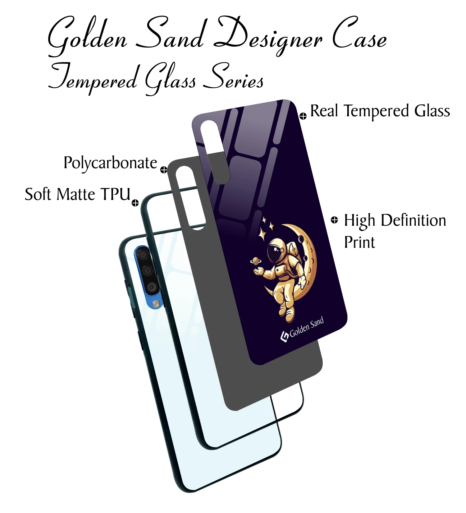 Golden Sand Slim Designer Glass Series For Samsung Galaxy A50s [Astronaut 3] - Image 3