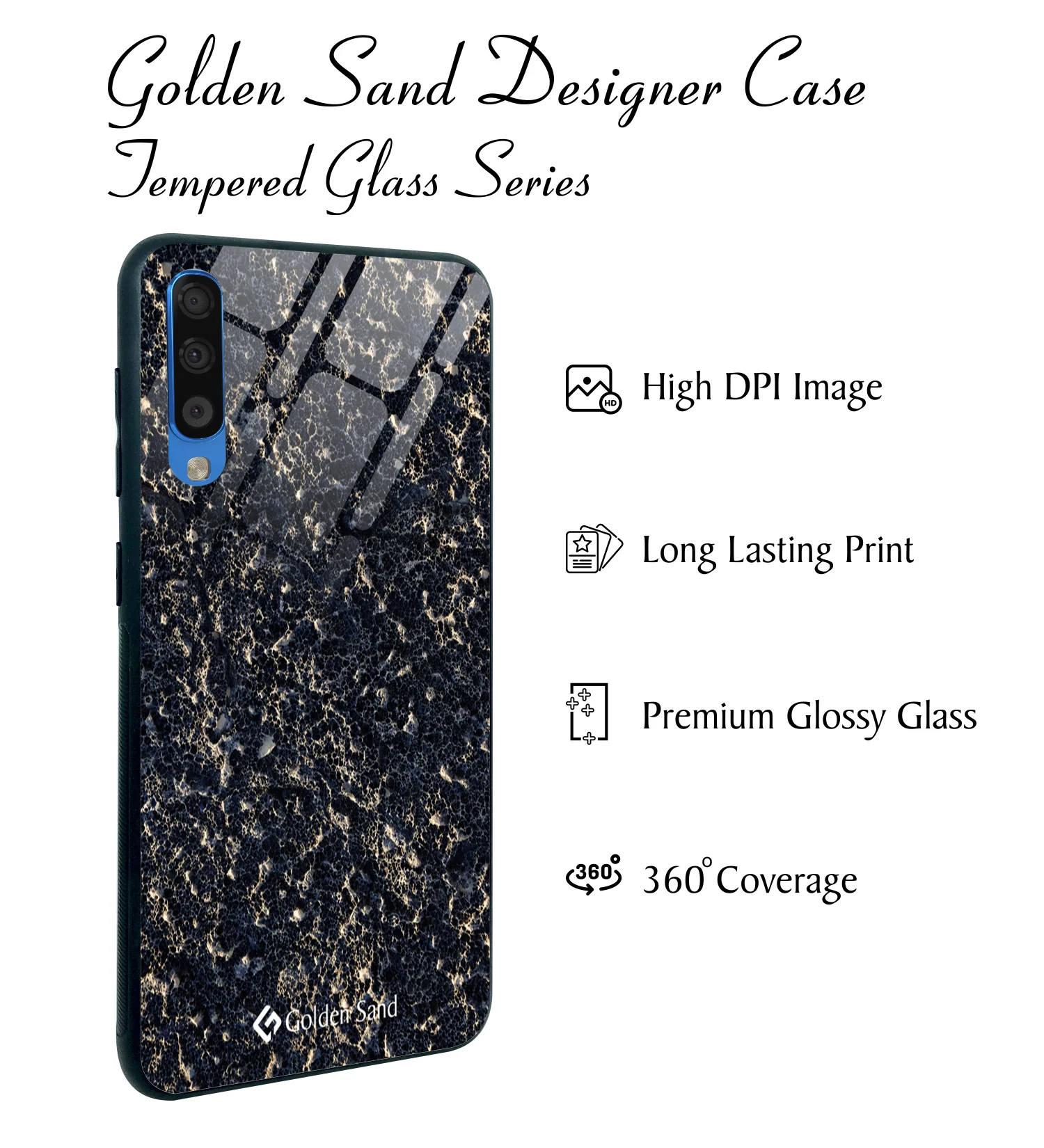 Golden Sand Slim Designer Glass Series For Samsung Galaxy A50s [Marble 1] - Image 2