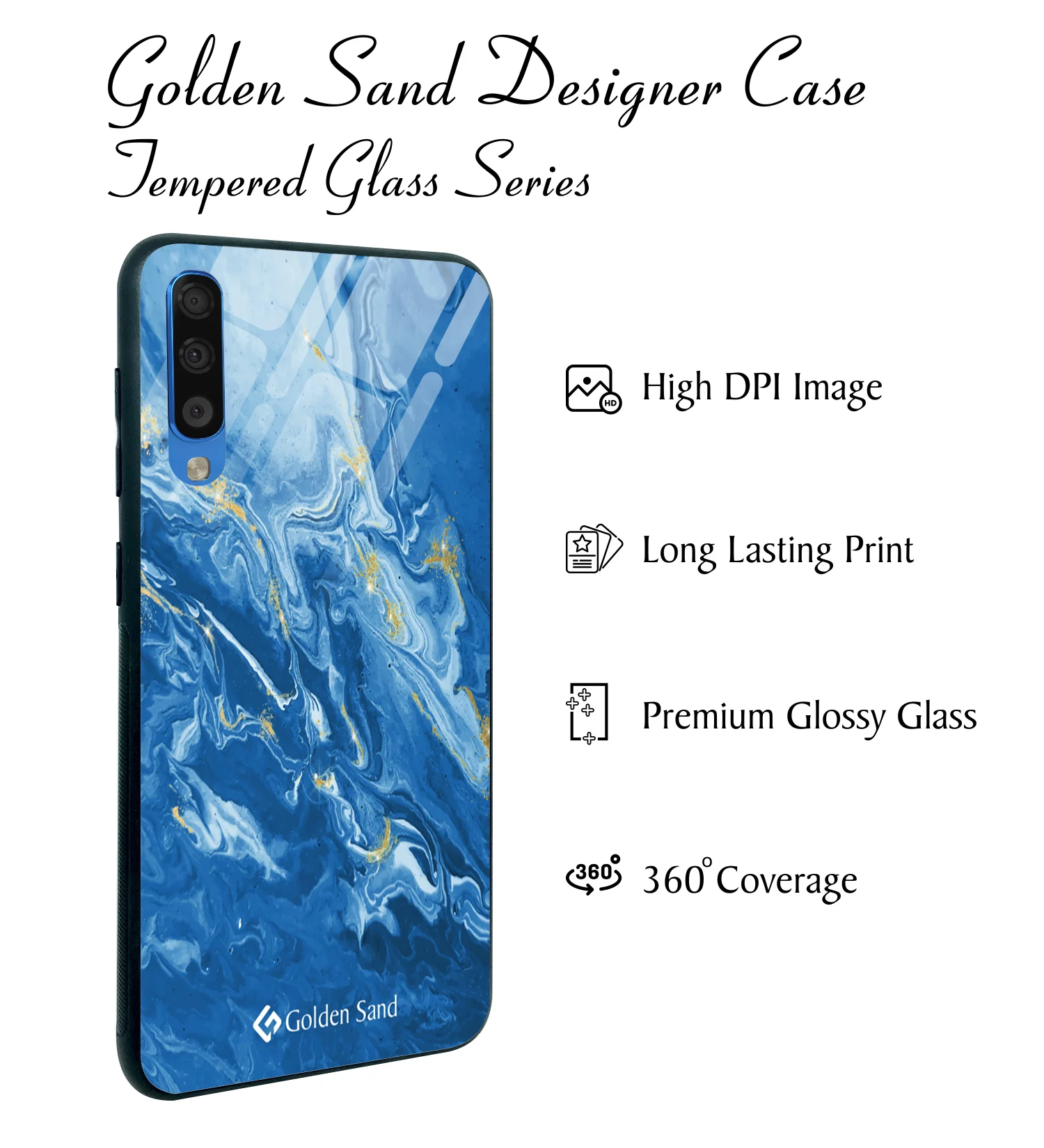 Golden Sand Slim Designer Glass Series For Samsung Galaxy A50s [Marble 2] - Image 2