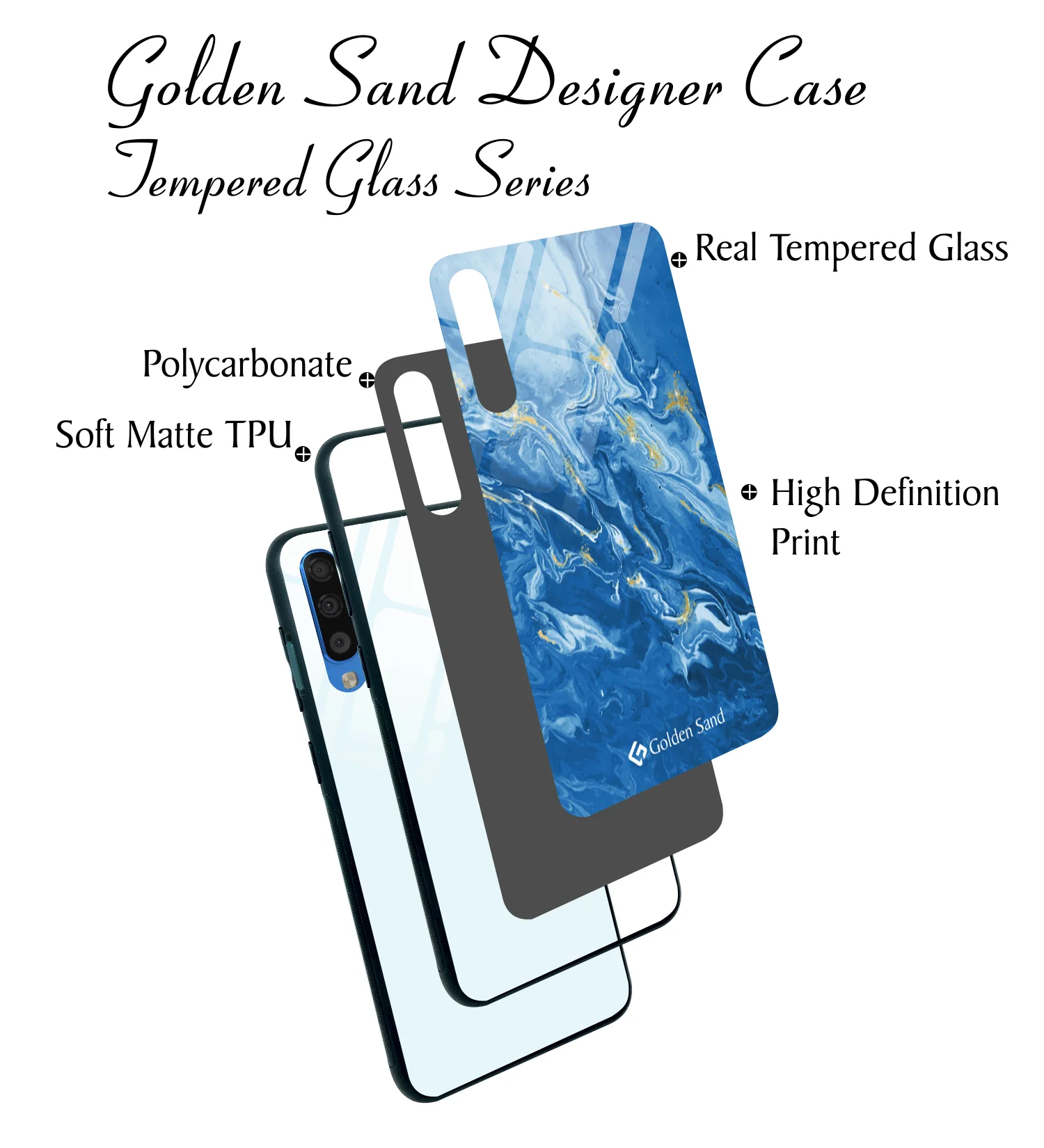 Golden Sand Slim Designer Glass Series For Samsung Galaxy A50s [Marble 2] - Image 3