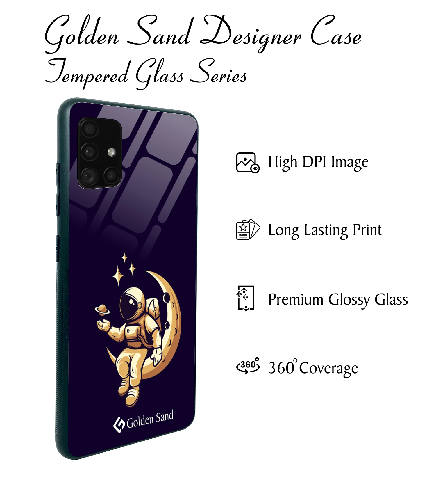 Golden Sand Slim Designer Glass Series For Samsung Galaxy A51 [Astronaut 3] - Image 2
