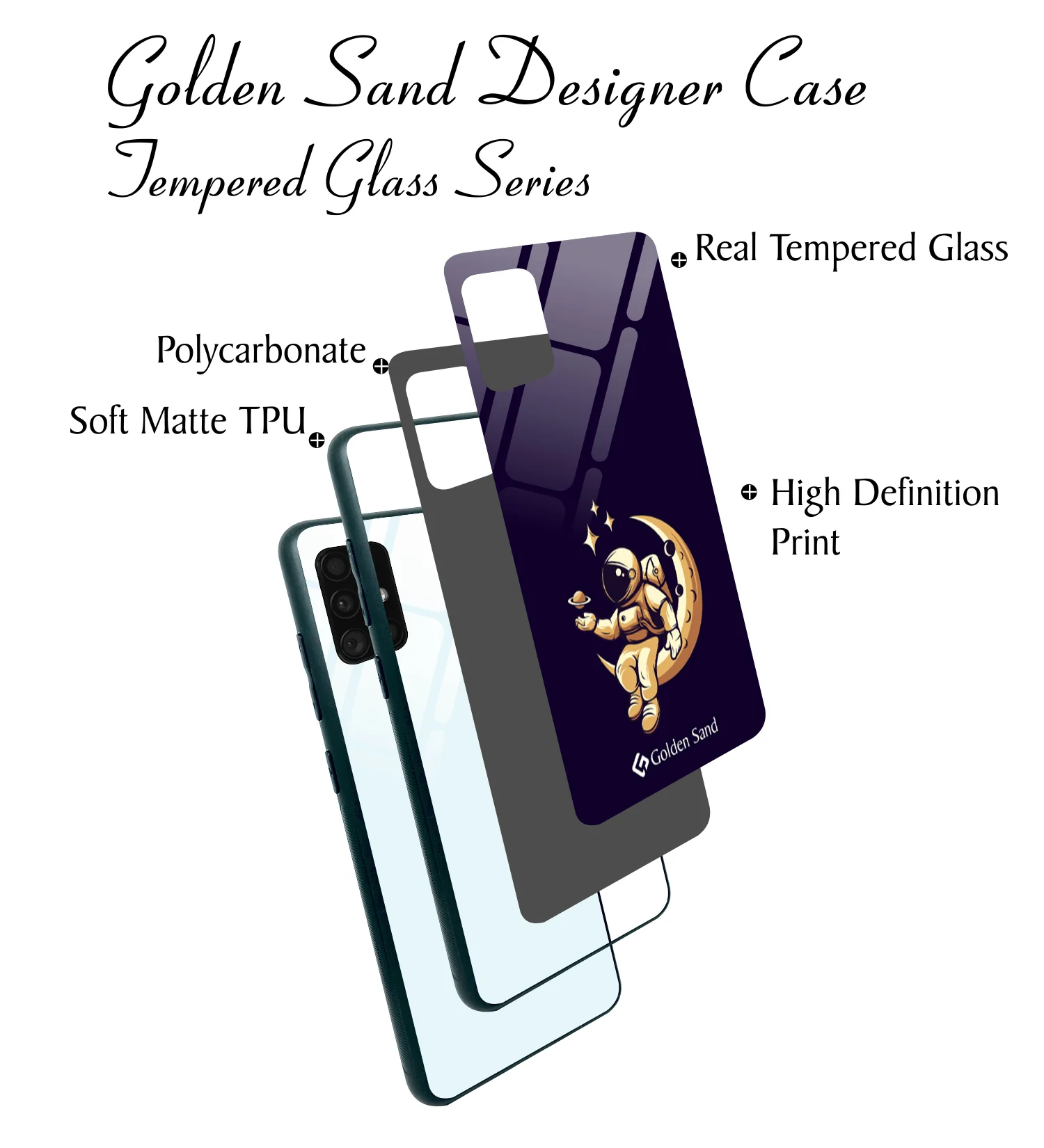 Golden Sand Slim Designer Glass Series For Samsung Galaxy A51 [Astronaut 3] - Image 3