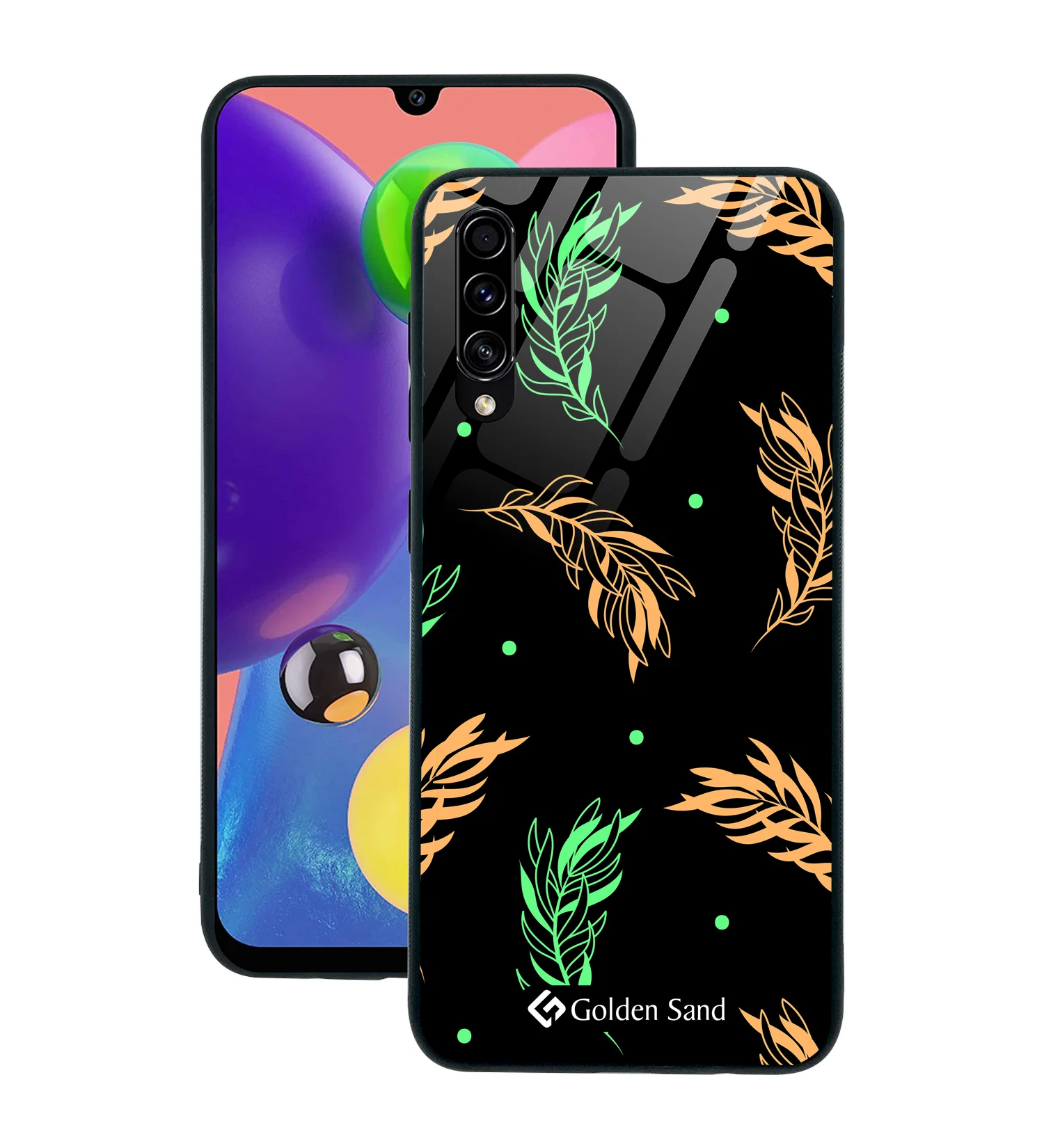 Golden Sand Slim Designer Glass Series For Samsung Galaxy A70s [Leaves 2]