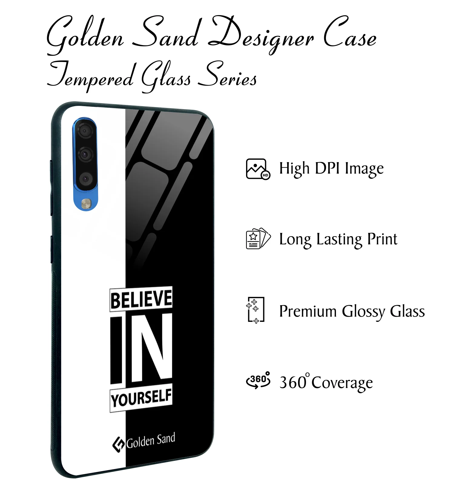 Golden Sand Slim Designer Glass Series For Samsung Galaxy A70s [Quotes 11] - Image 2
