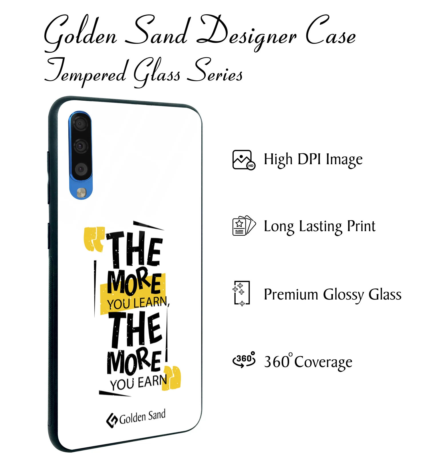 Golden Sand Slim Designer Glass Series For Samsung Galaxy A70s [Quotes 26] - Image 2